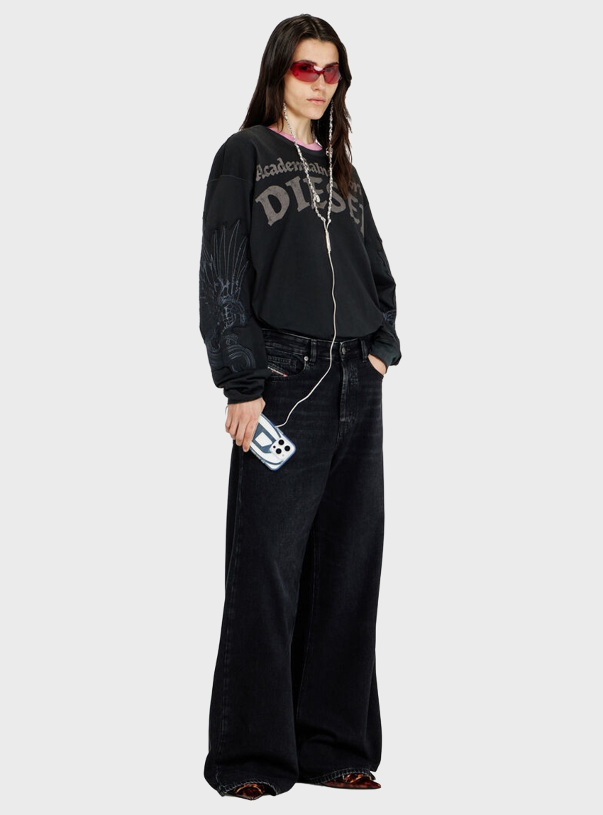 Diesel Relaxed Jeans Low Waist 1996 D-Sire - Black Denim