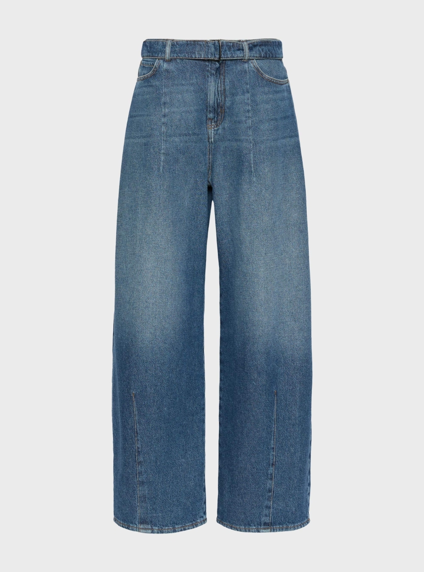 Weekend Max Mara Wide-fit cotton denim jeans - Dark Aged Denim