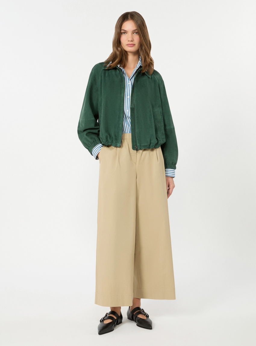 Weekend Max Mara Flared cotton gabardine trousers - Beige