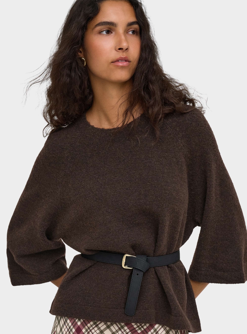 Only Simoni 3/4 Pullover - Dark Brown