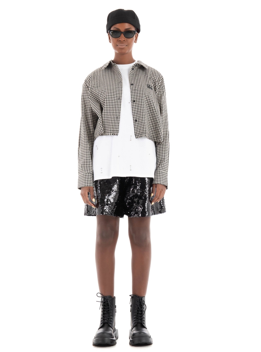 Only Cath Short Check Shirt - Black