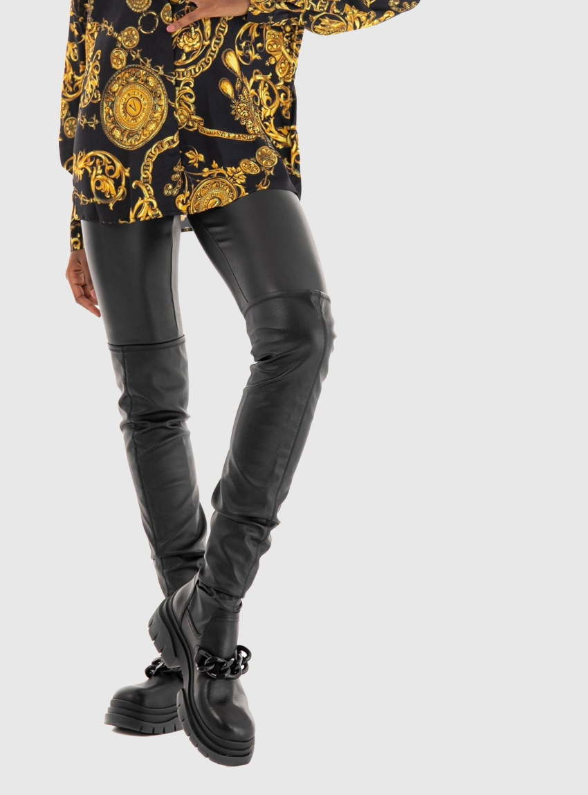 Ash Star Chain High Knee Boots-Black