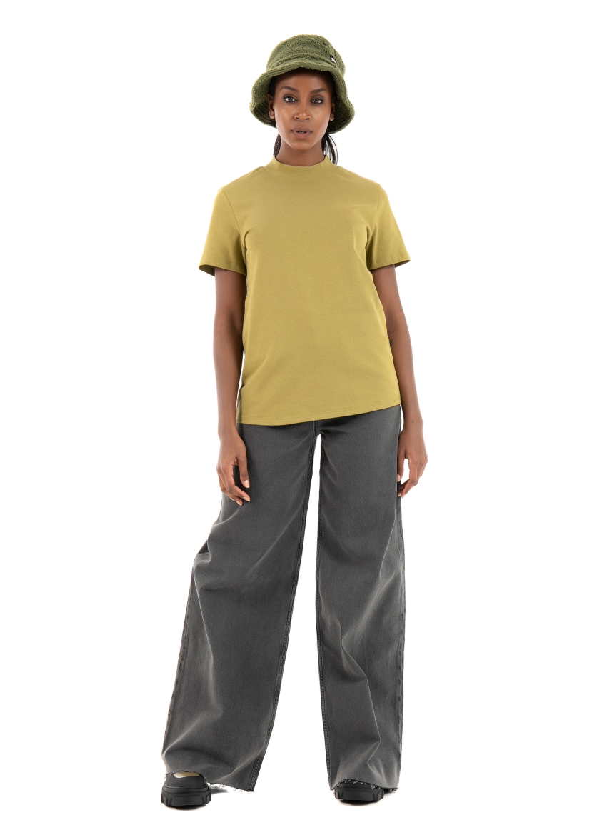 NA-KD High Neck T-Shirt-Khaki