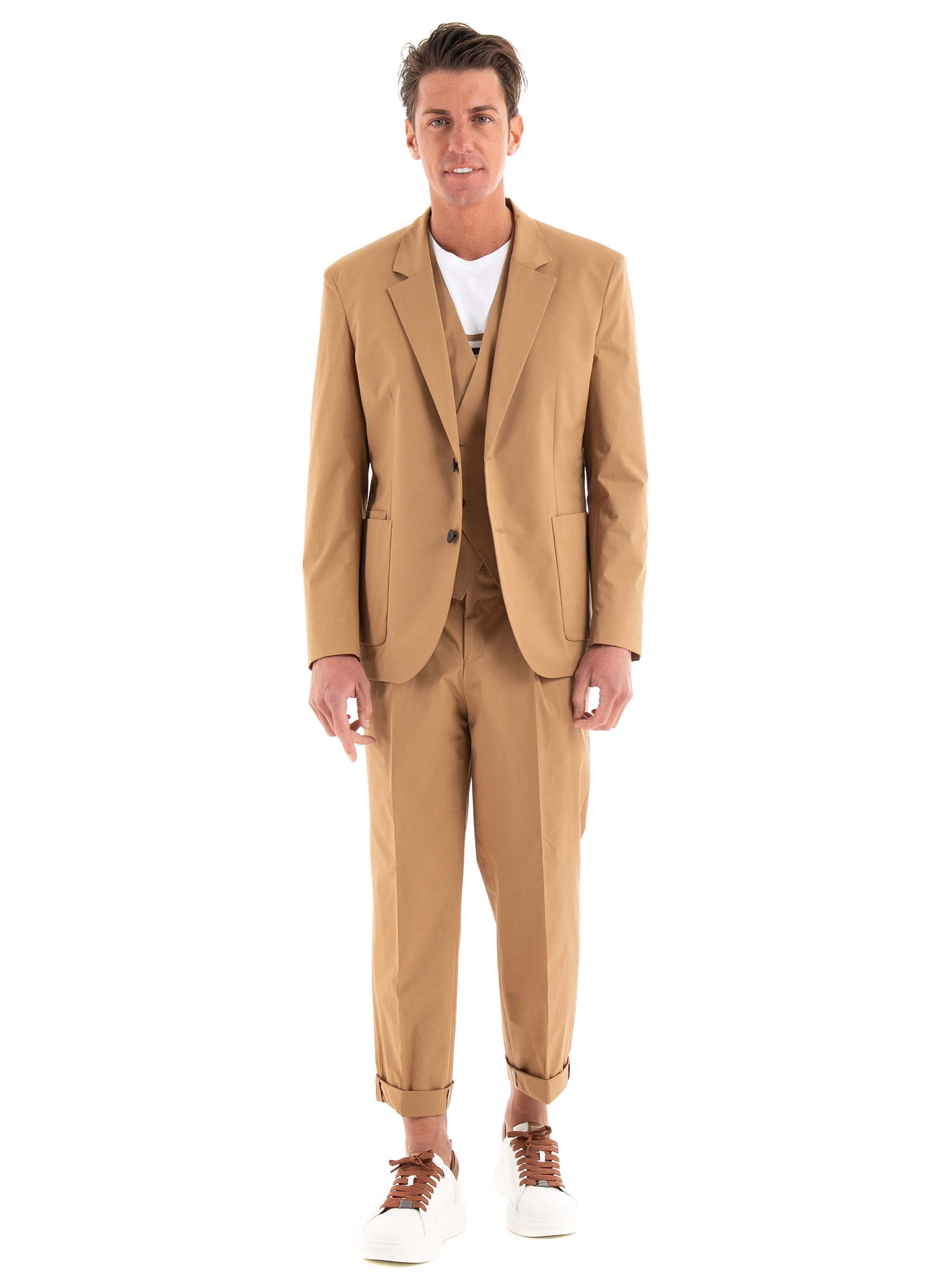 HUGO Slim Fit Paper Touch Trousers Gelos232X - Light Brown