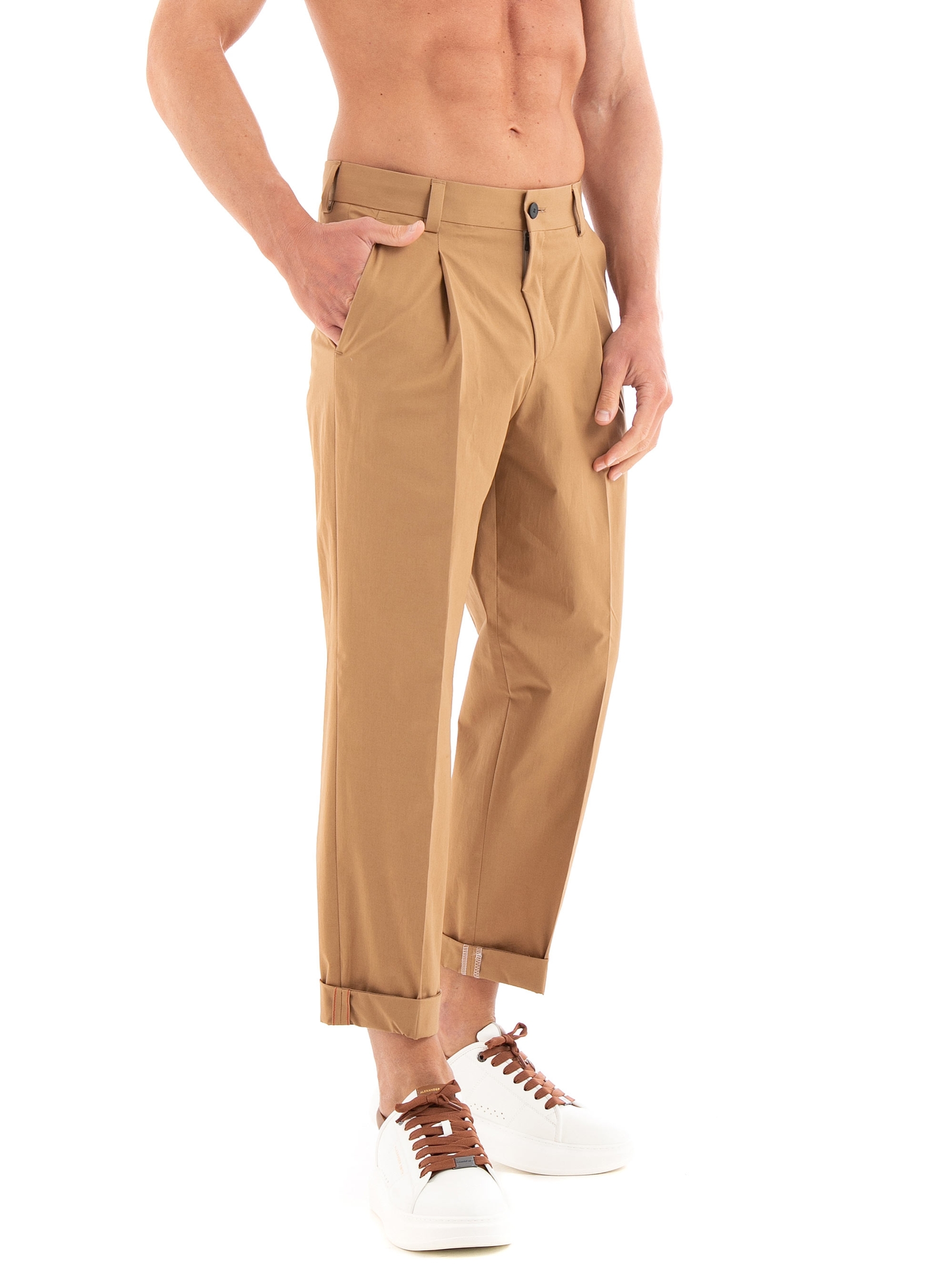 HUGO Slim Fit Paper Touch Trousers Gelos232X - Light Brown