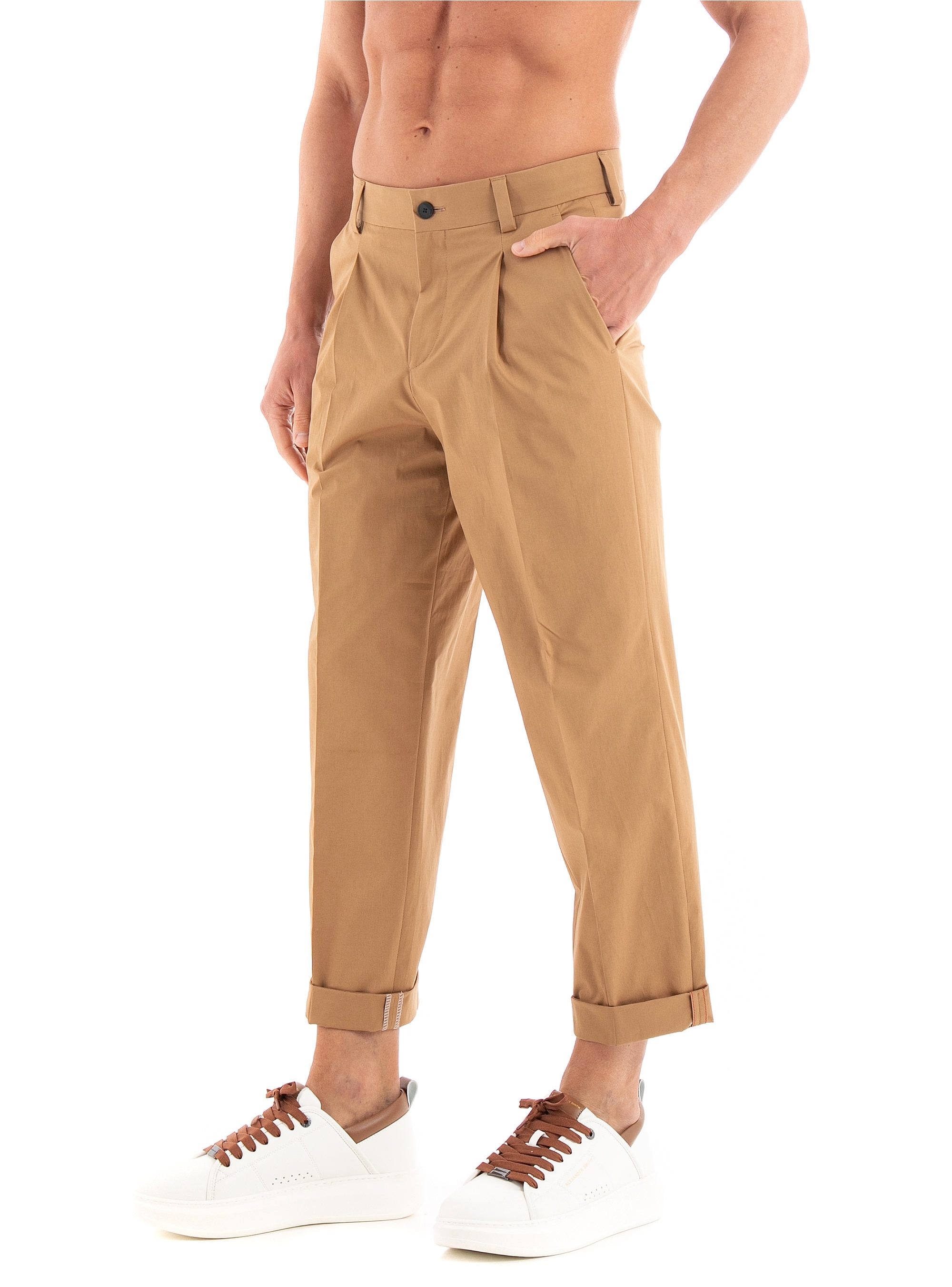 HUGO Slim Fit Paper Touch Trousers Gelos232X - Light Brown