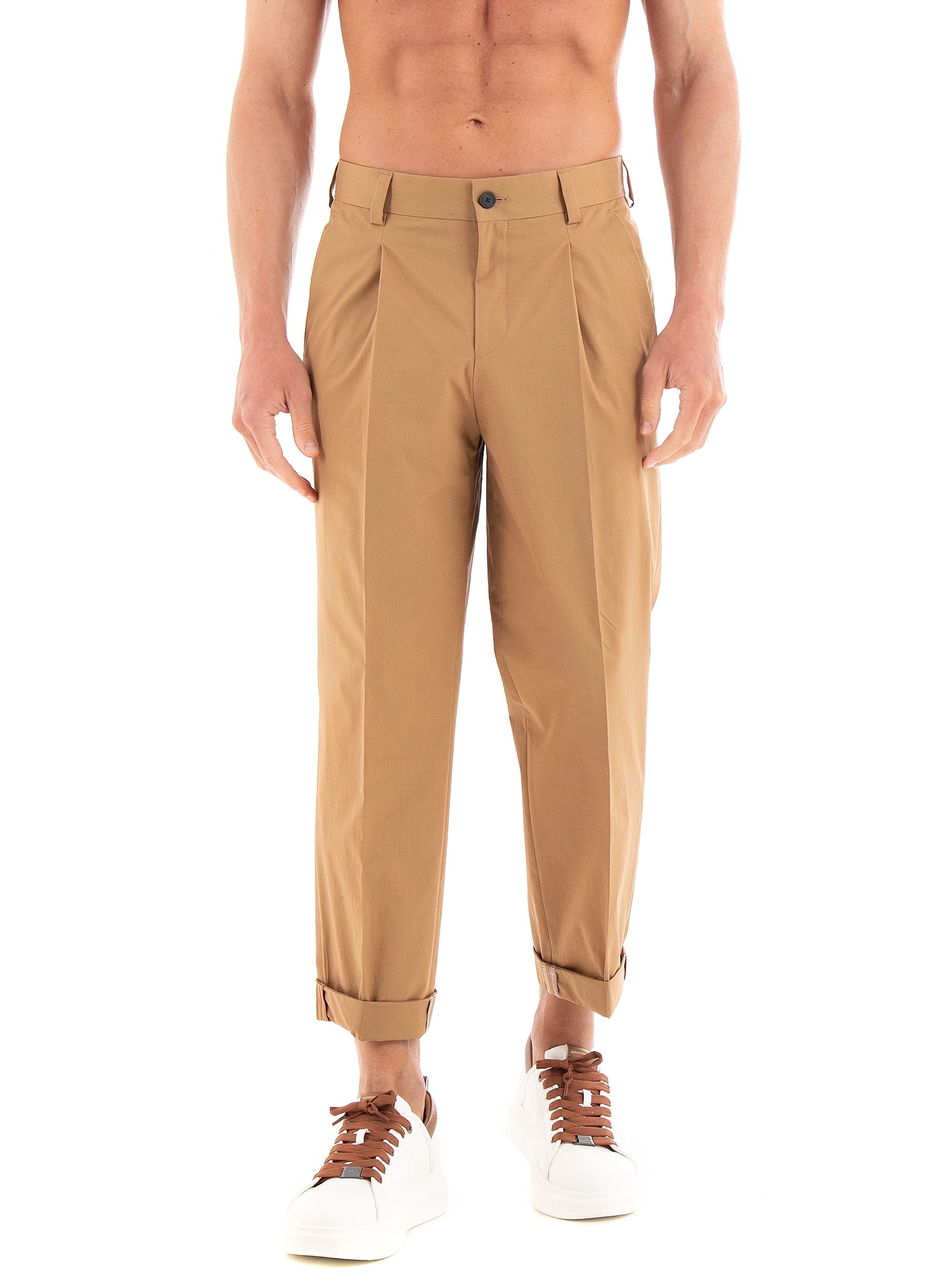 HUGO Slim Fit Paper Touch Trousers Gelos232X - Light Brown