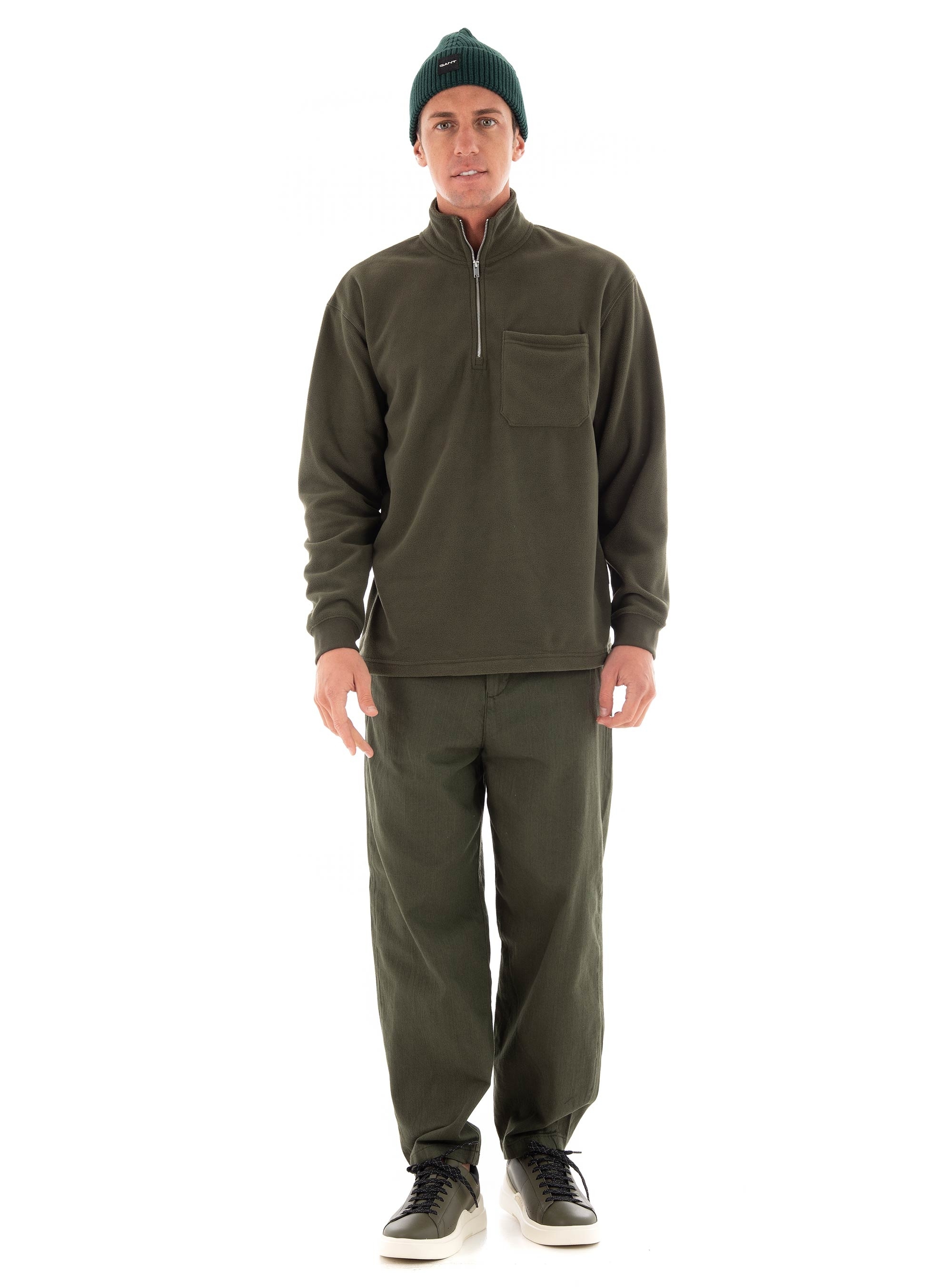 Selected Barrel Mark Twill Pants - Dark Olive Green