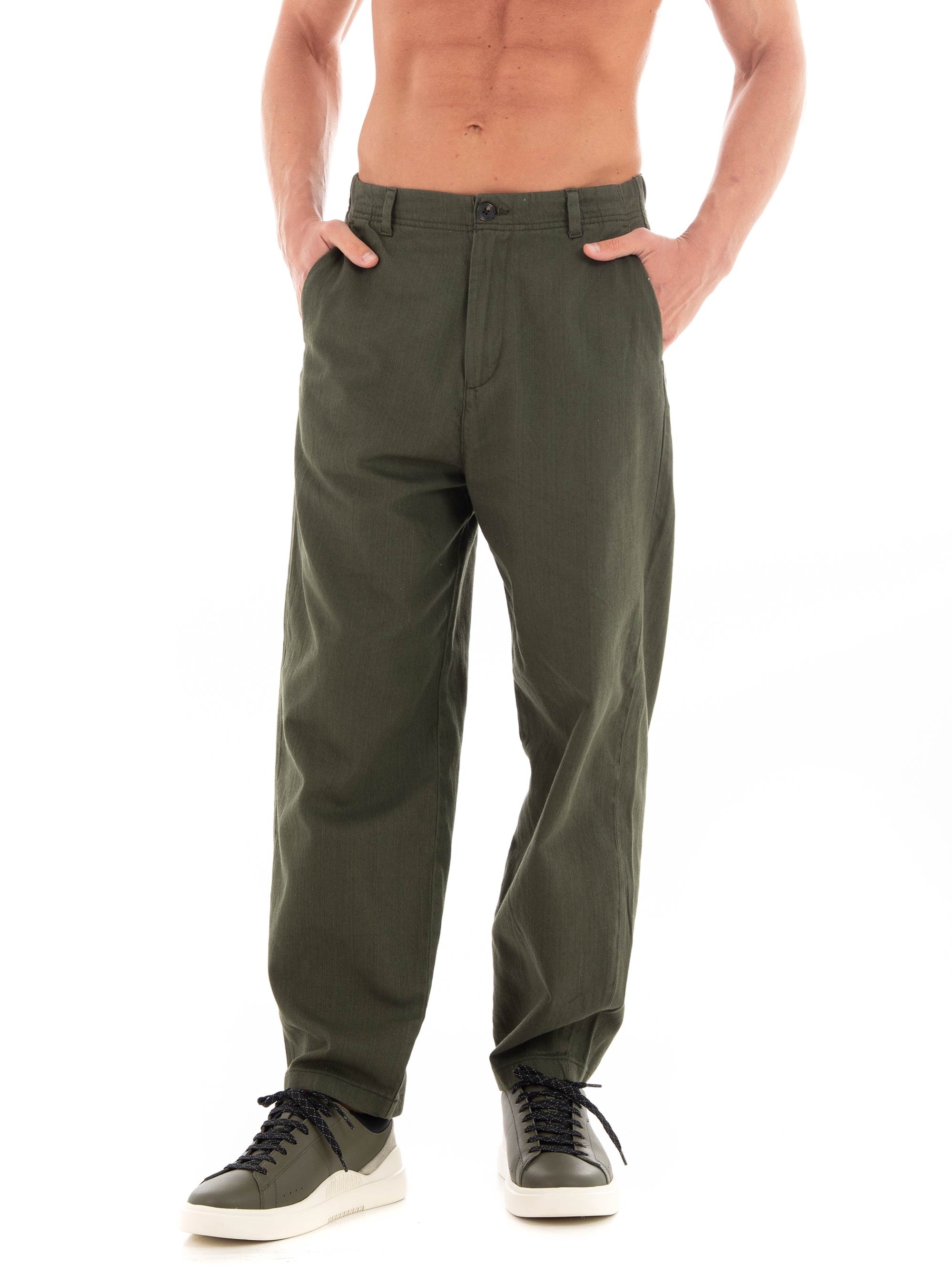 Selected Barrel Mark Twill Pants - Dark Olive Green