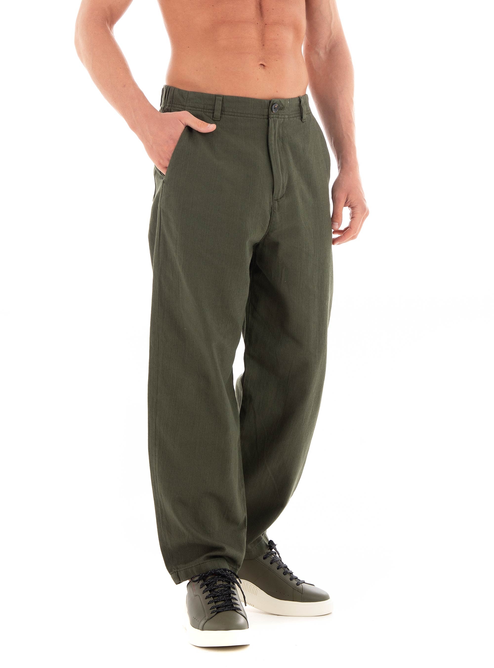 Selected Barrel Mark Twill Pants - Dark Olive Green