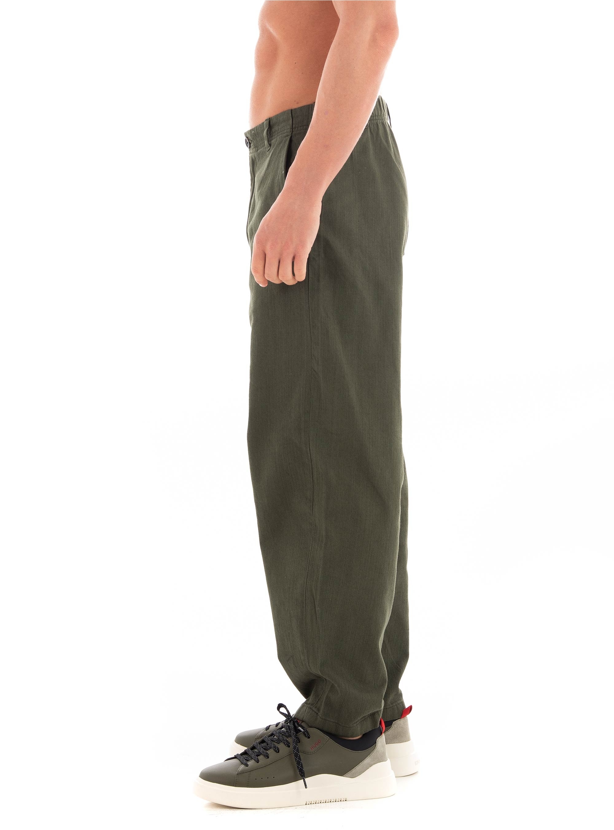 Selected Barrel Mark Twill Pants - Dark Olive Green