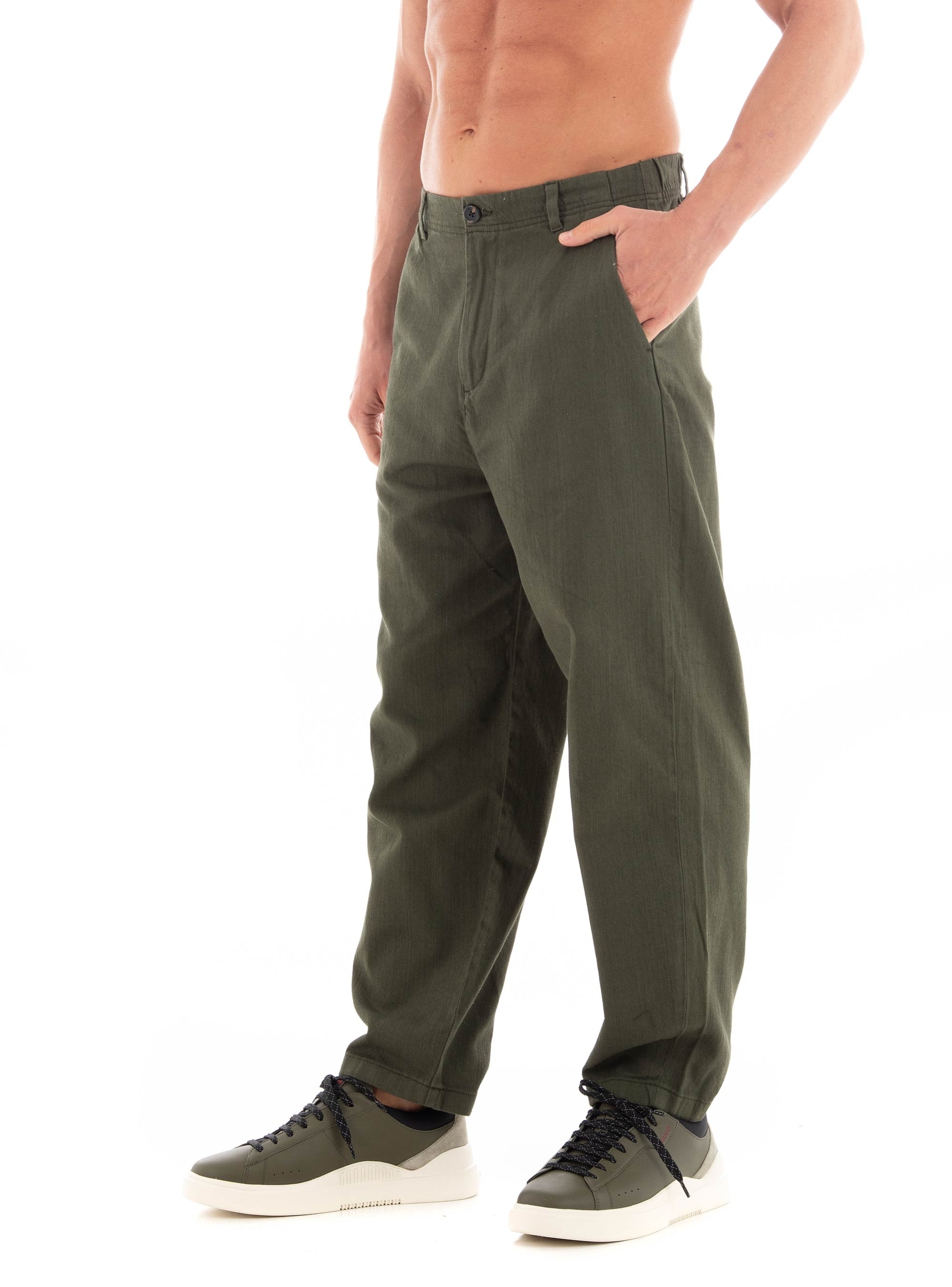 Selected Barrel Mark Twill Pants - Dark Olive Green