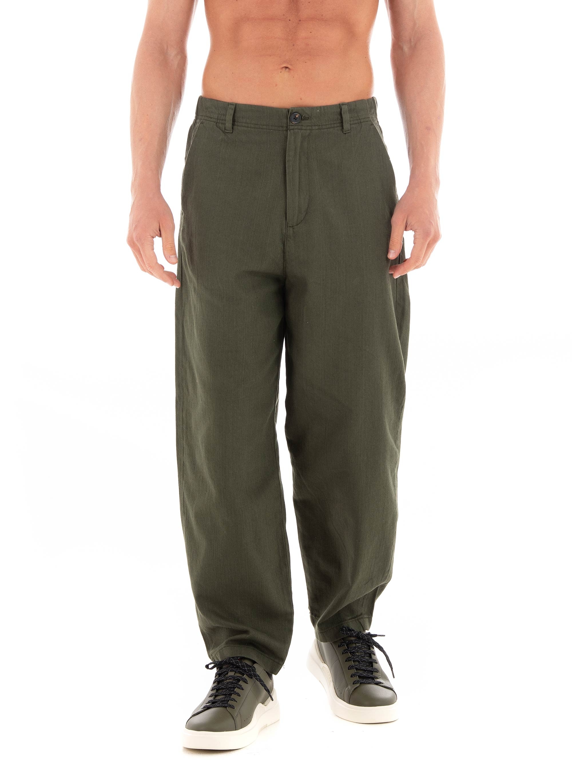 Selected Barrel Mark Twill Pants - Dark Olive Green