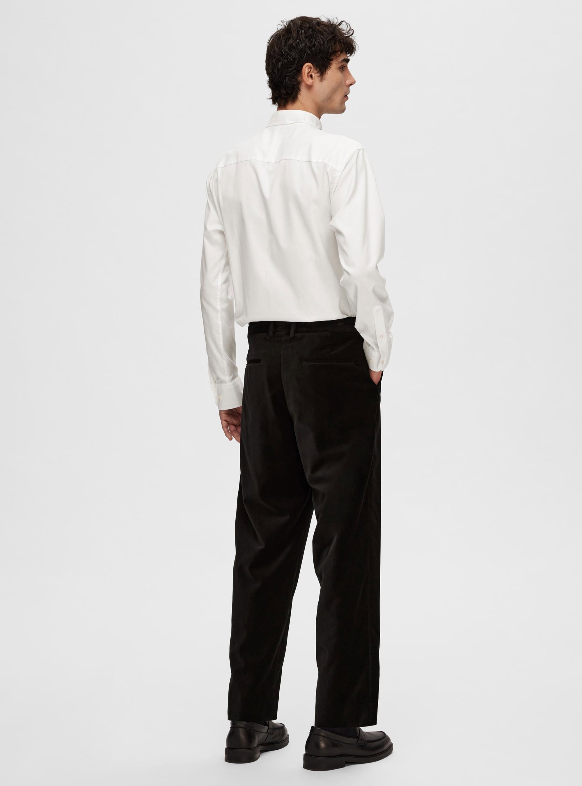 Selected Slim-Hale Velvet Cropped Trousers - Black