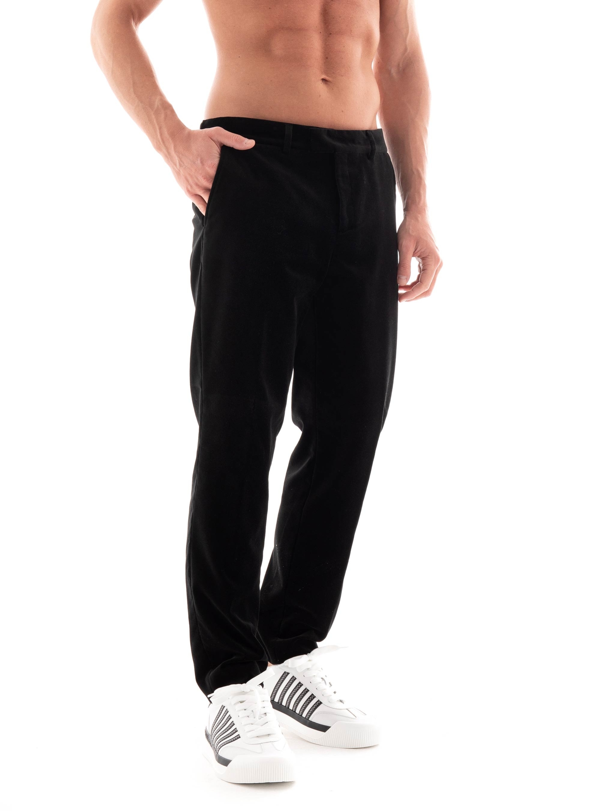 Selected Slim-Hale Velvet Cropped Trousers - Black