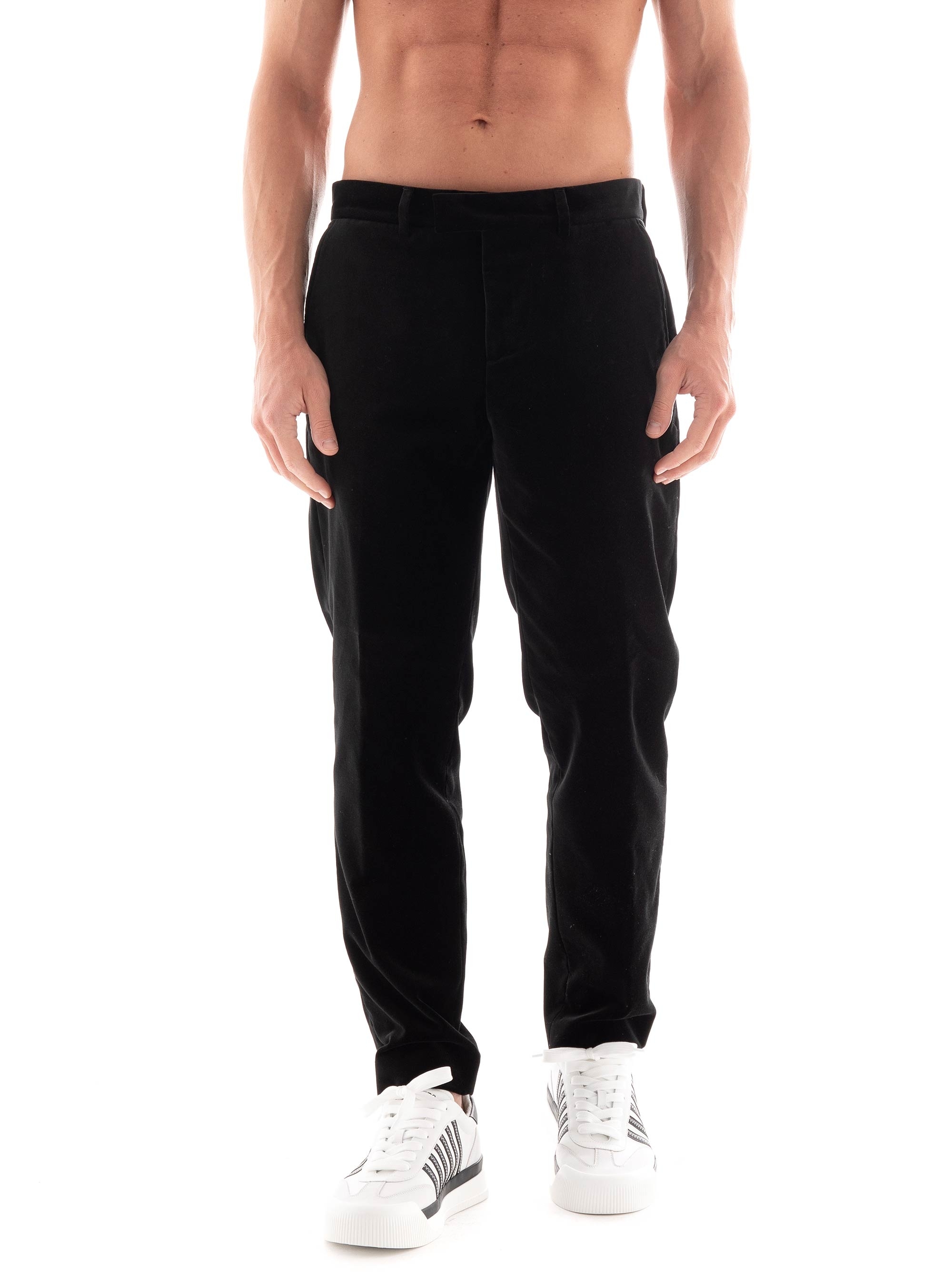 Selected Slim-Hale Velvet Cropped Trousers - Black