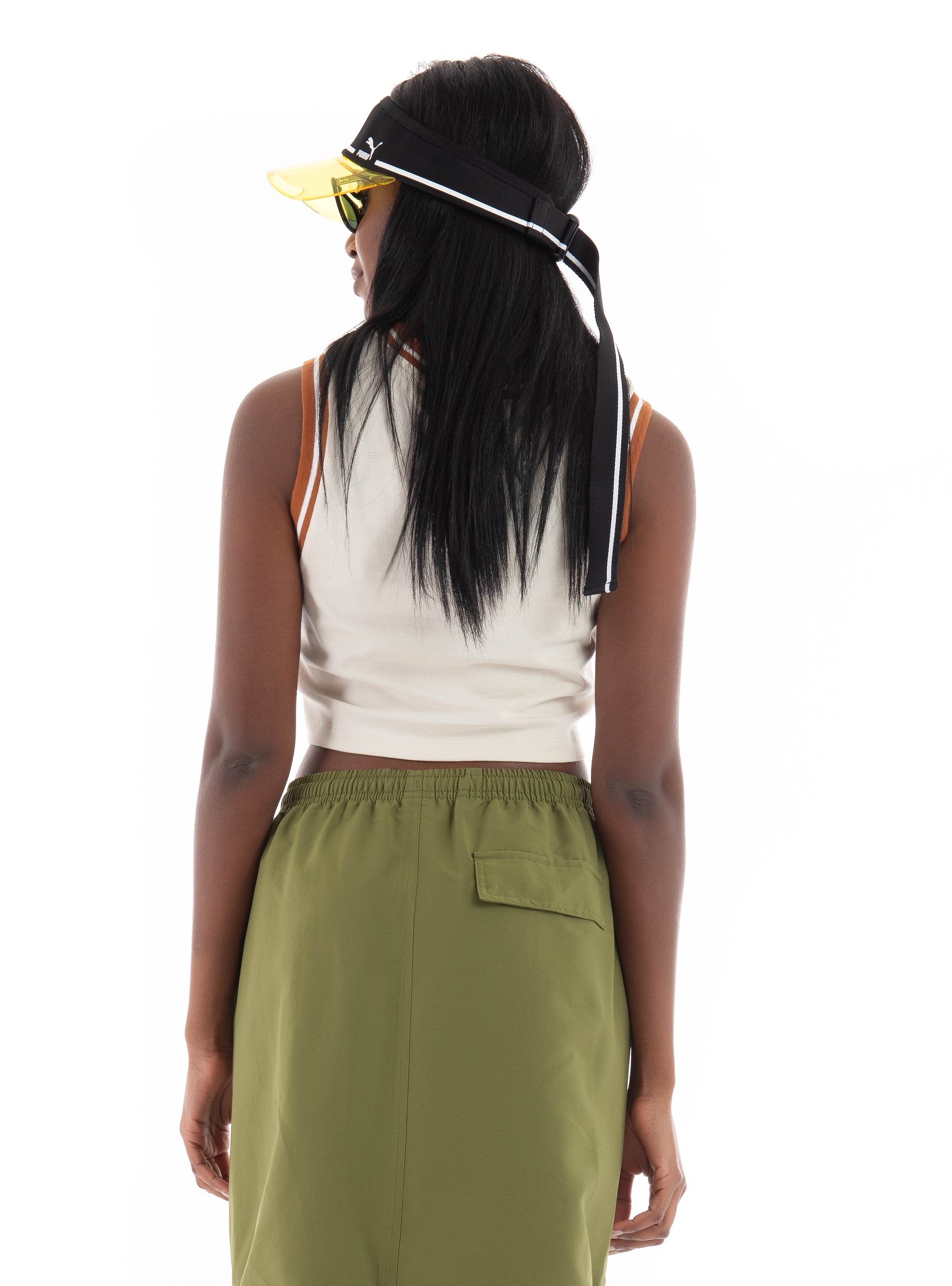 Puma Team Graphic Cropped Tank Top - Light Beige