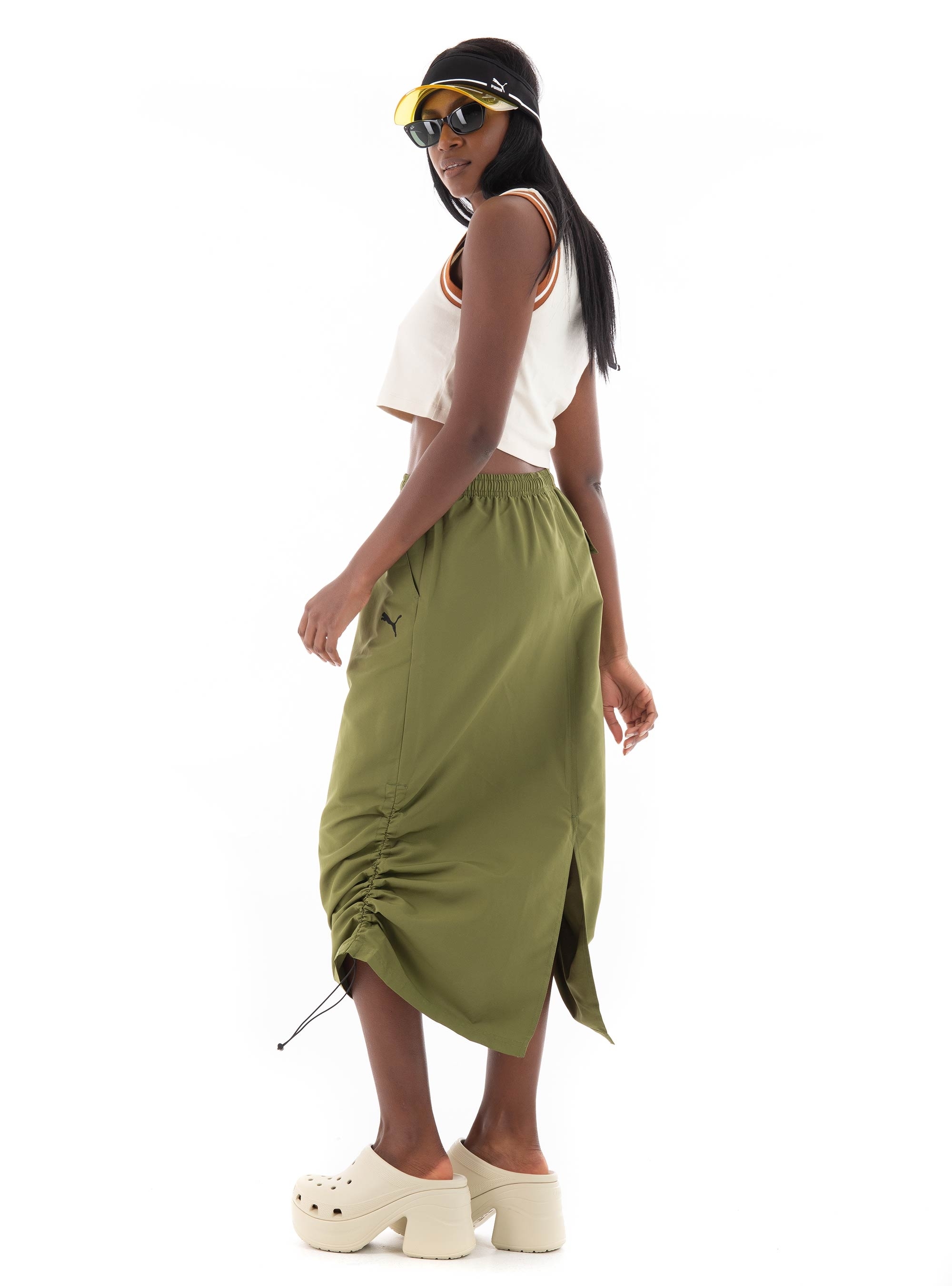 Puma Team Graphic Cropped Tank Top - Light Beige