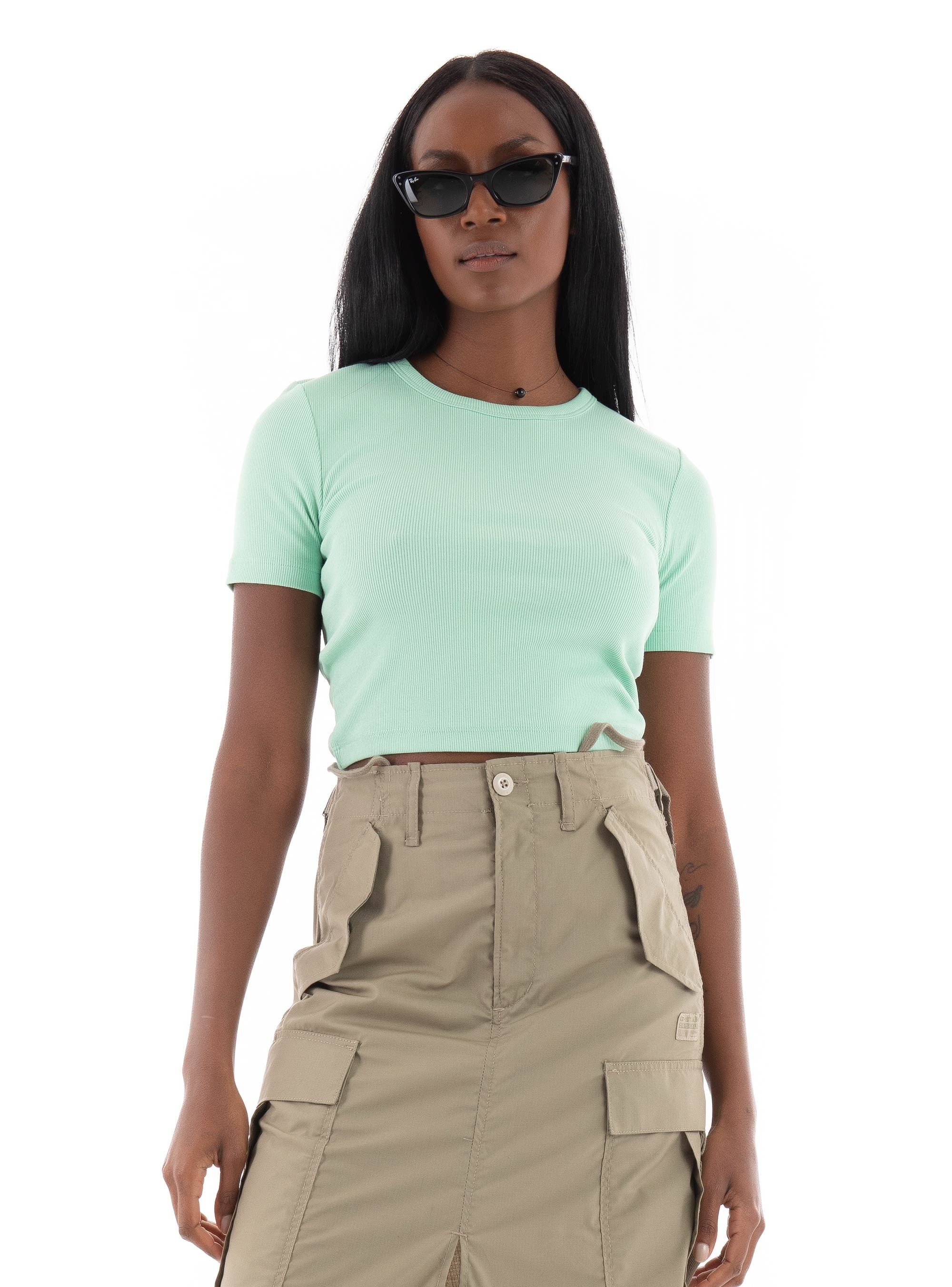 JJXX Florie Rib Top - Light Aquamarine