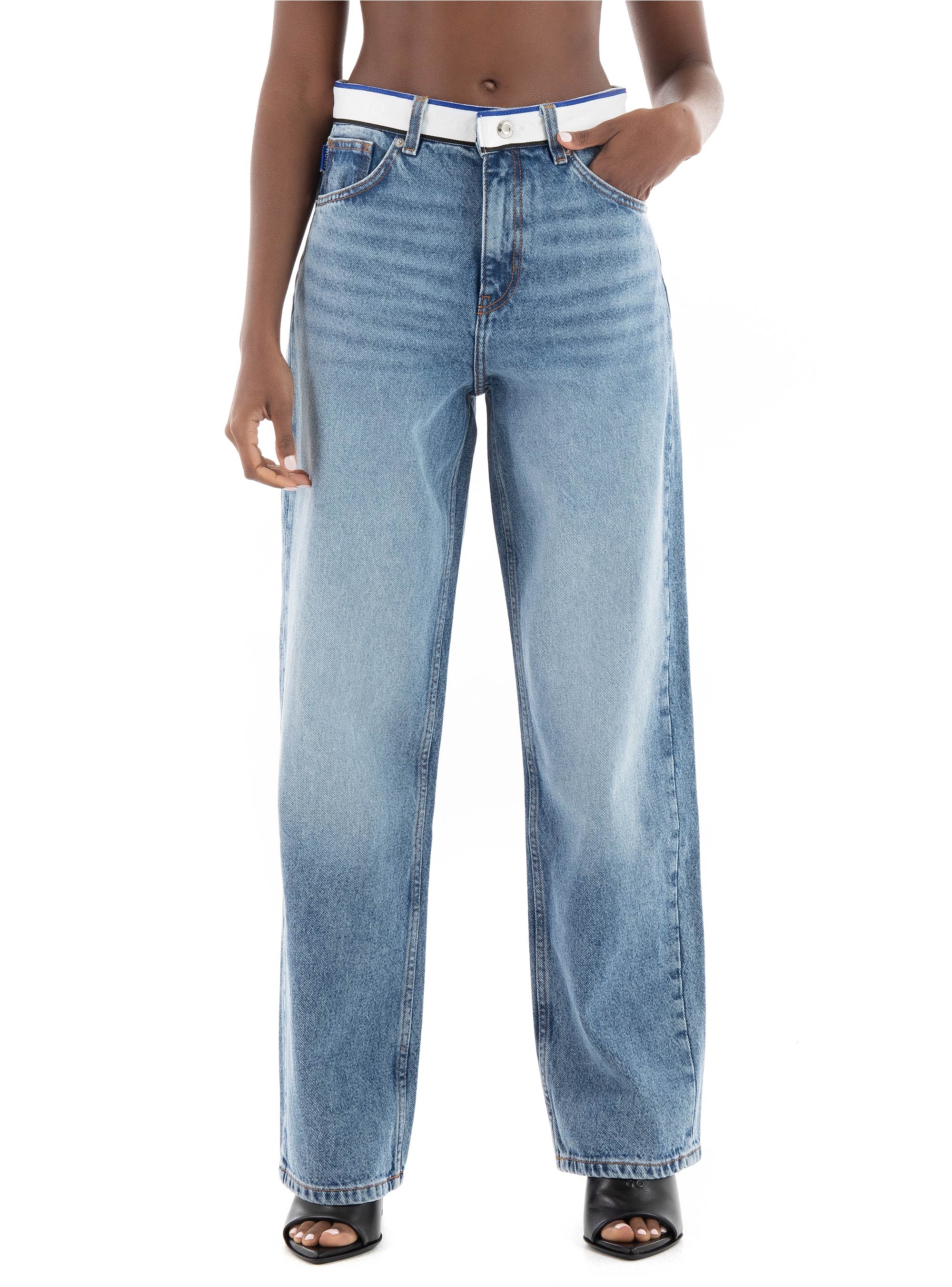 HUGO Relaxed Fit Jeans Leni_2_B - Medium Aged Denim