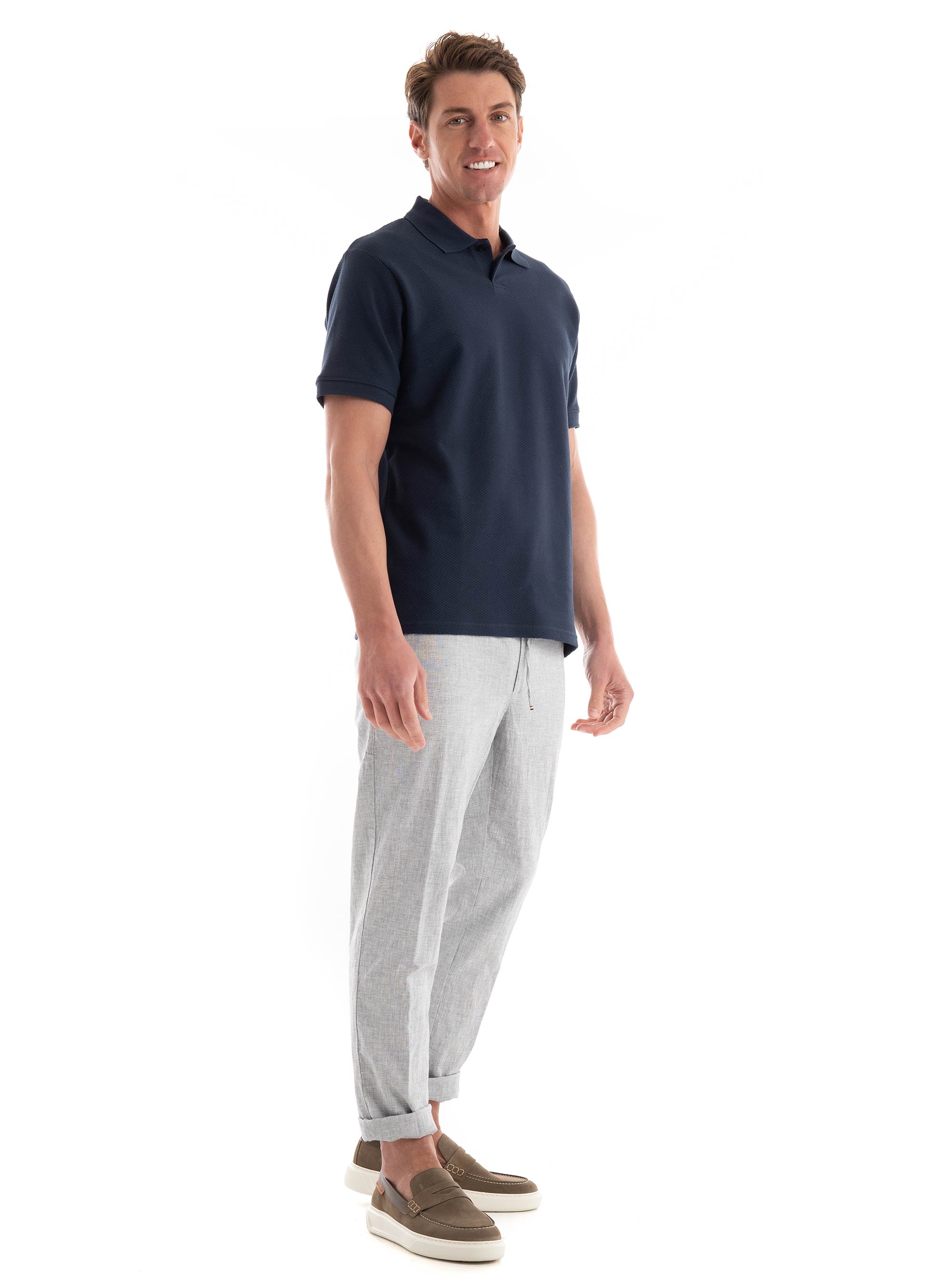 Selected Maurice Structure Polo Shirt - Dark Blue