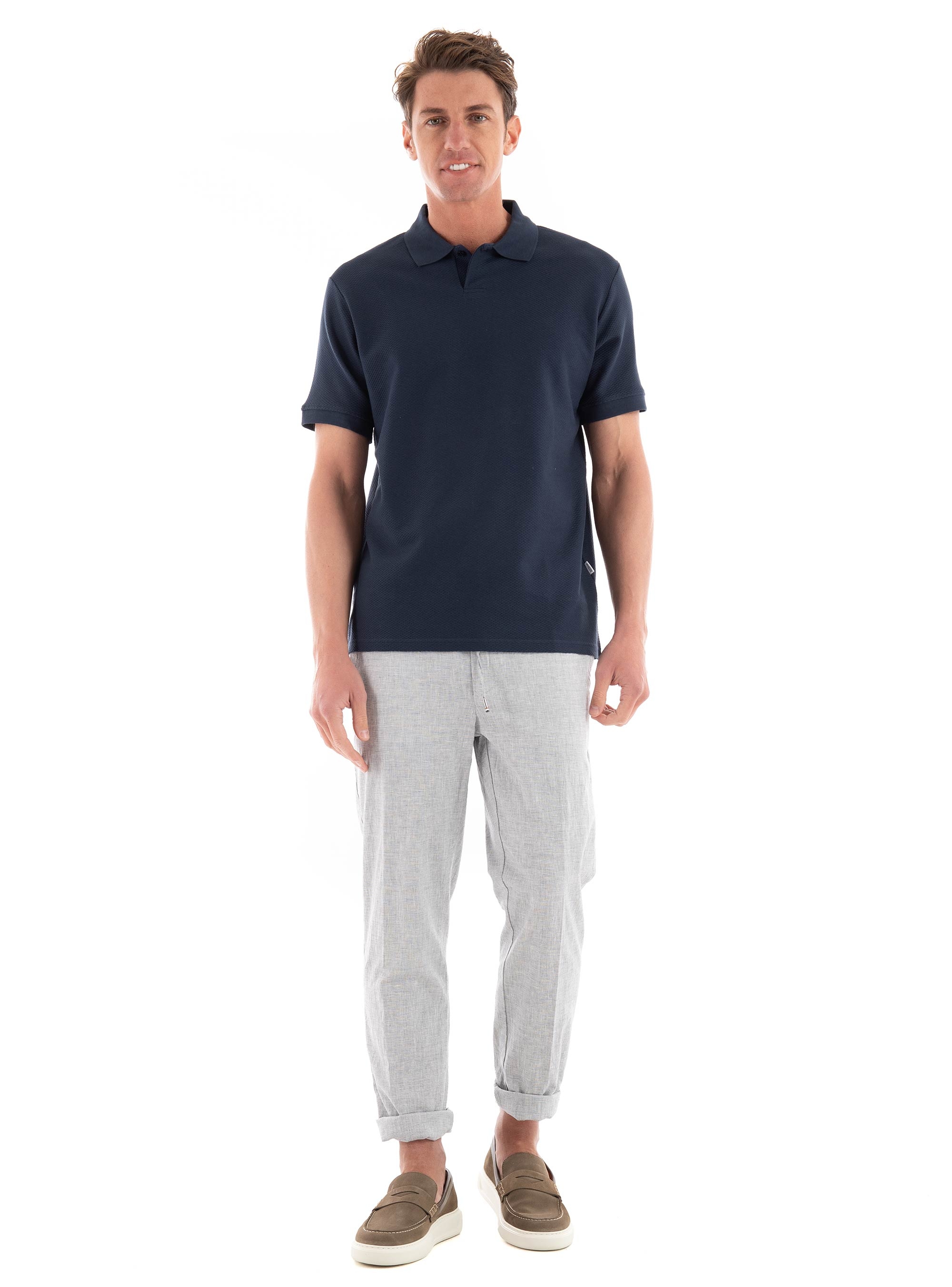 Selected Maurice Structure Polo Shirt - Dark Blue