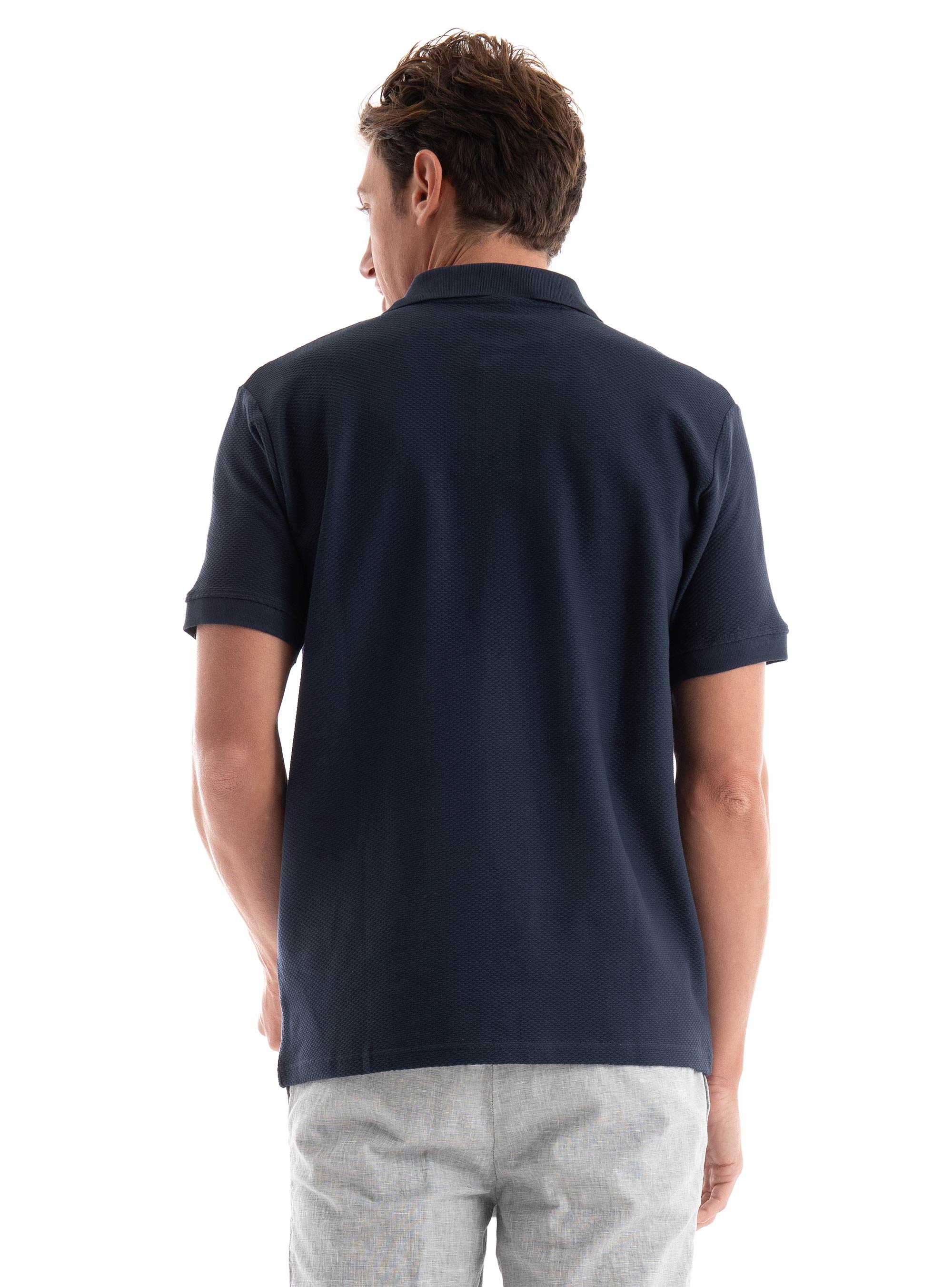 Selected Maurice Structure Polo Shirt - Dark Blue