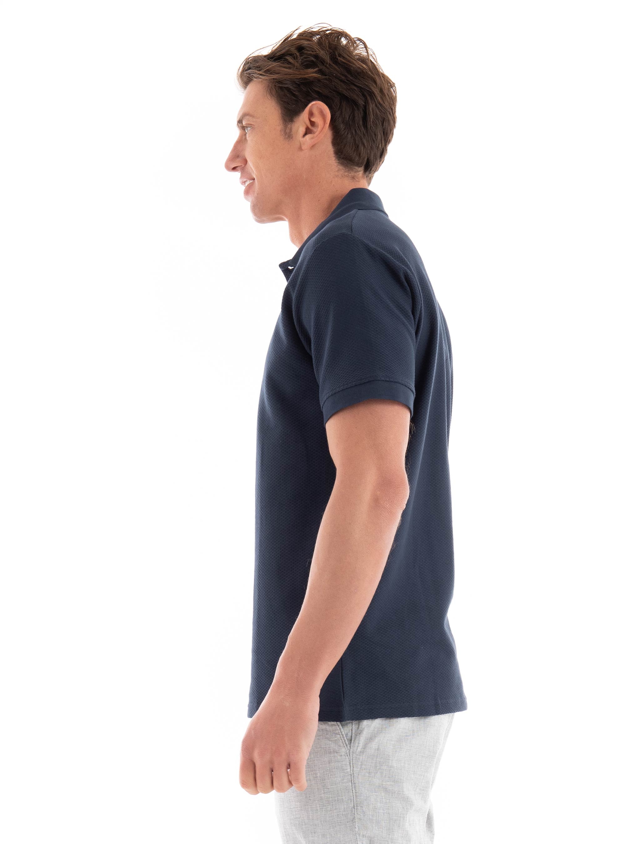 Selected Maurice Structure Polo Shirt - Dark Blue