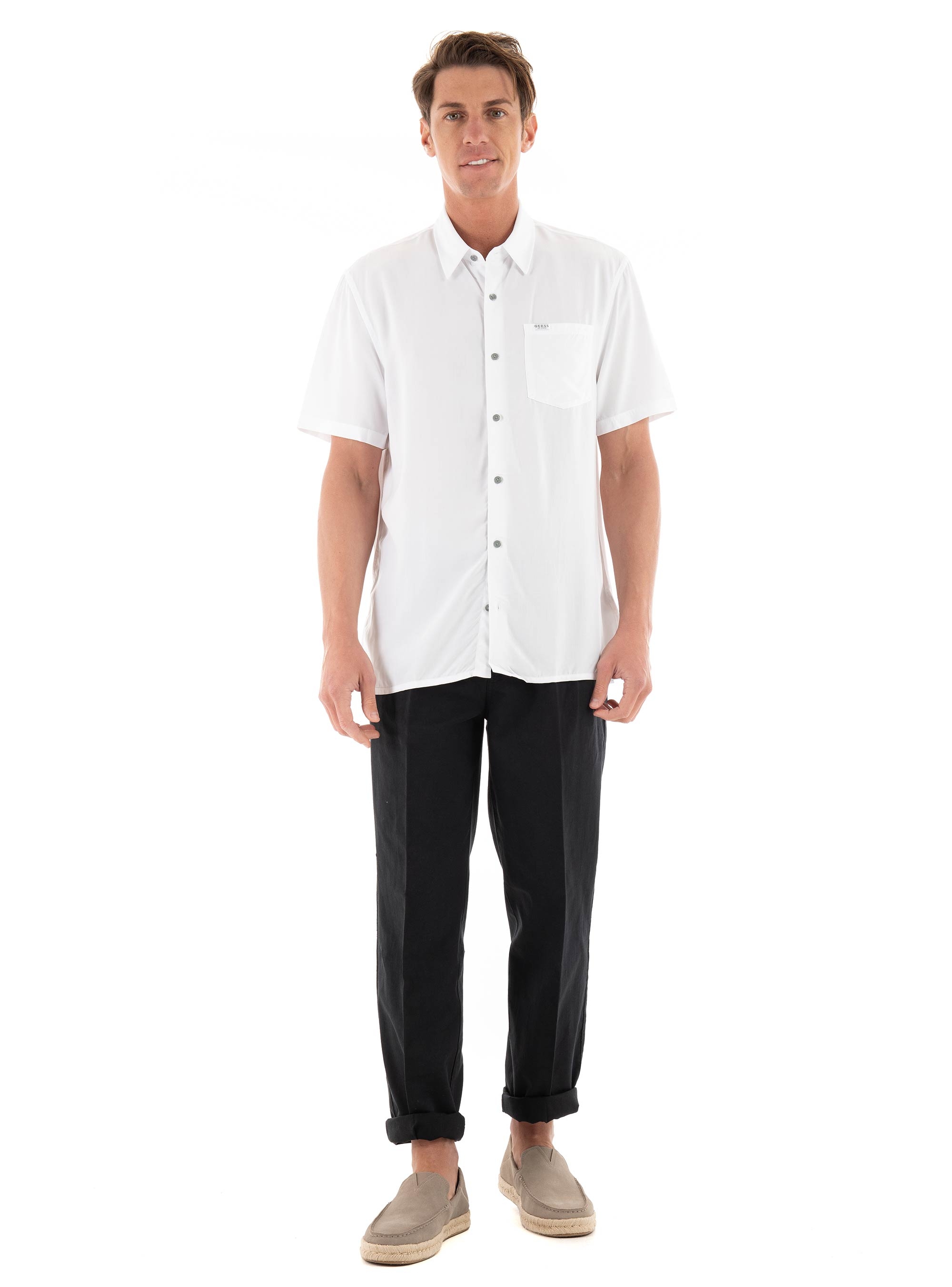 Scotch & Soda Seasonal Straight Fit Garment Dyed Pleated Chino Pants - Black