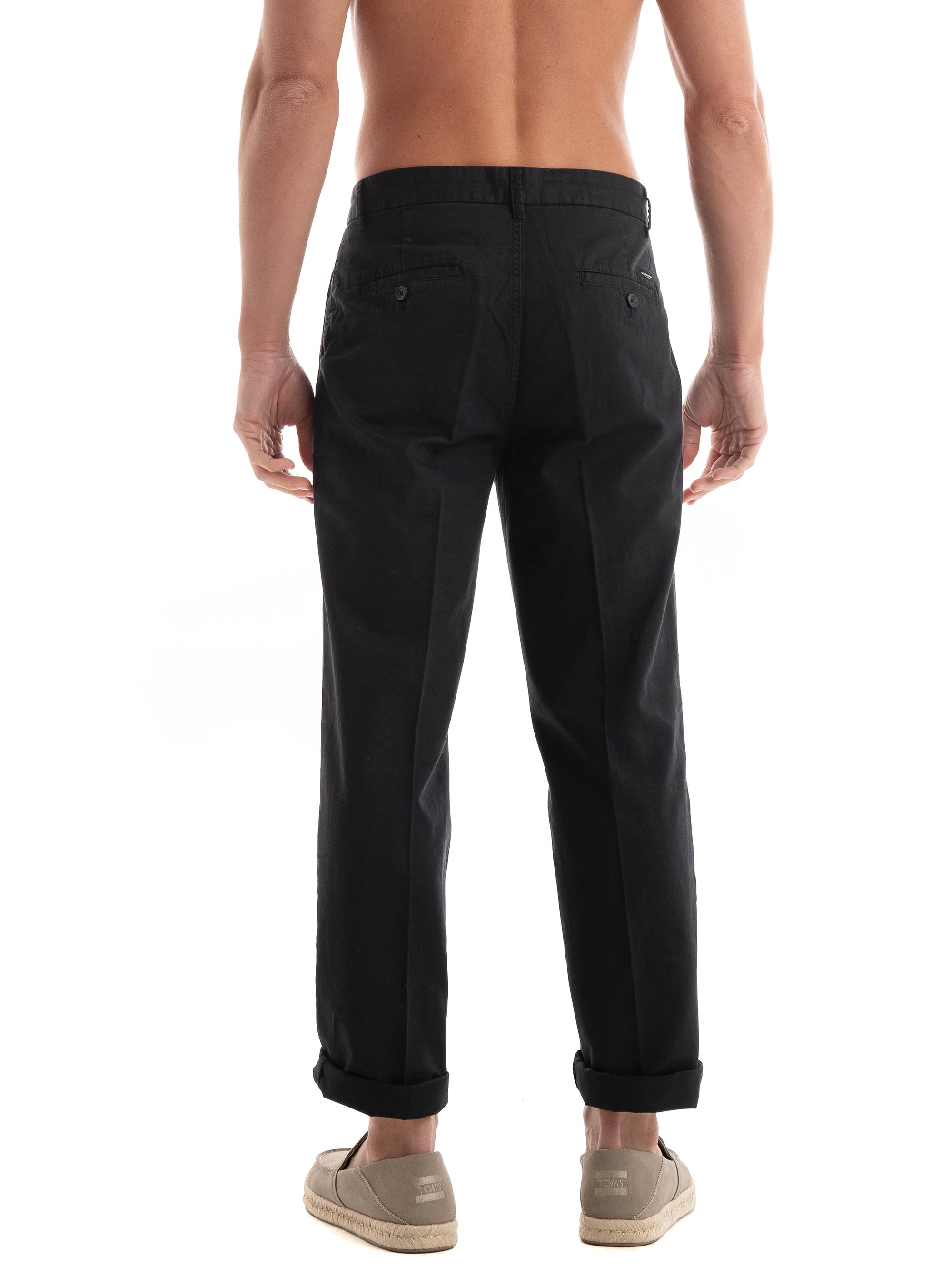 Scotch & Soda Seasonal Straight Fit Garment Dyed Pleated Chino Pants - Black