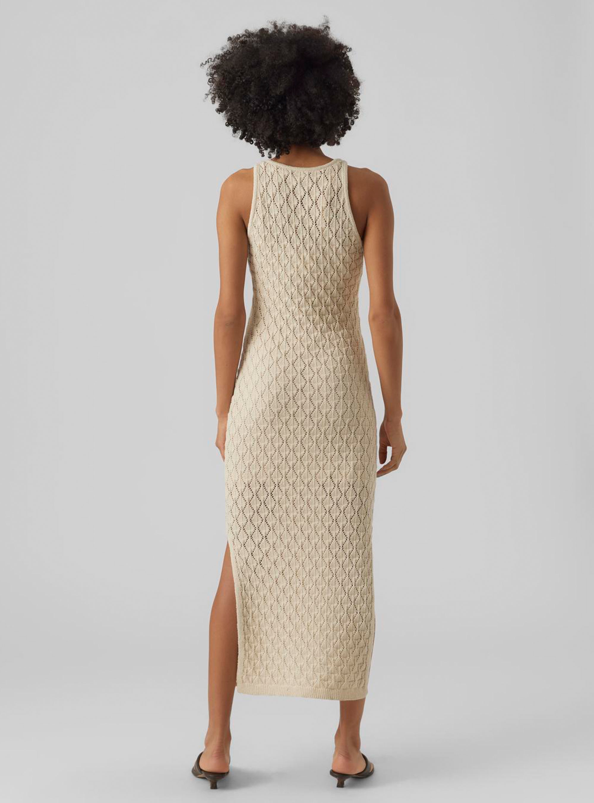 Vero Moda Evelyn Crochet 7/8 Dress - Light Beige