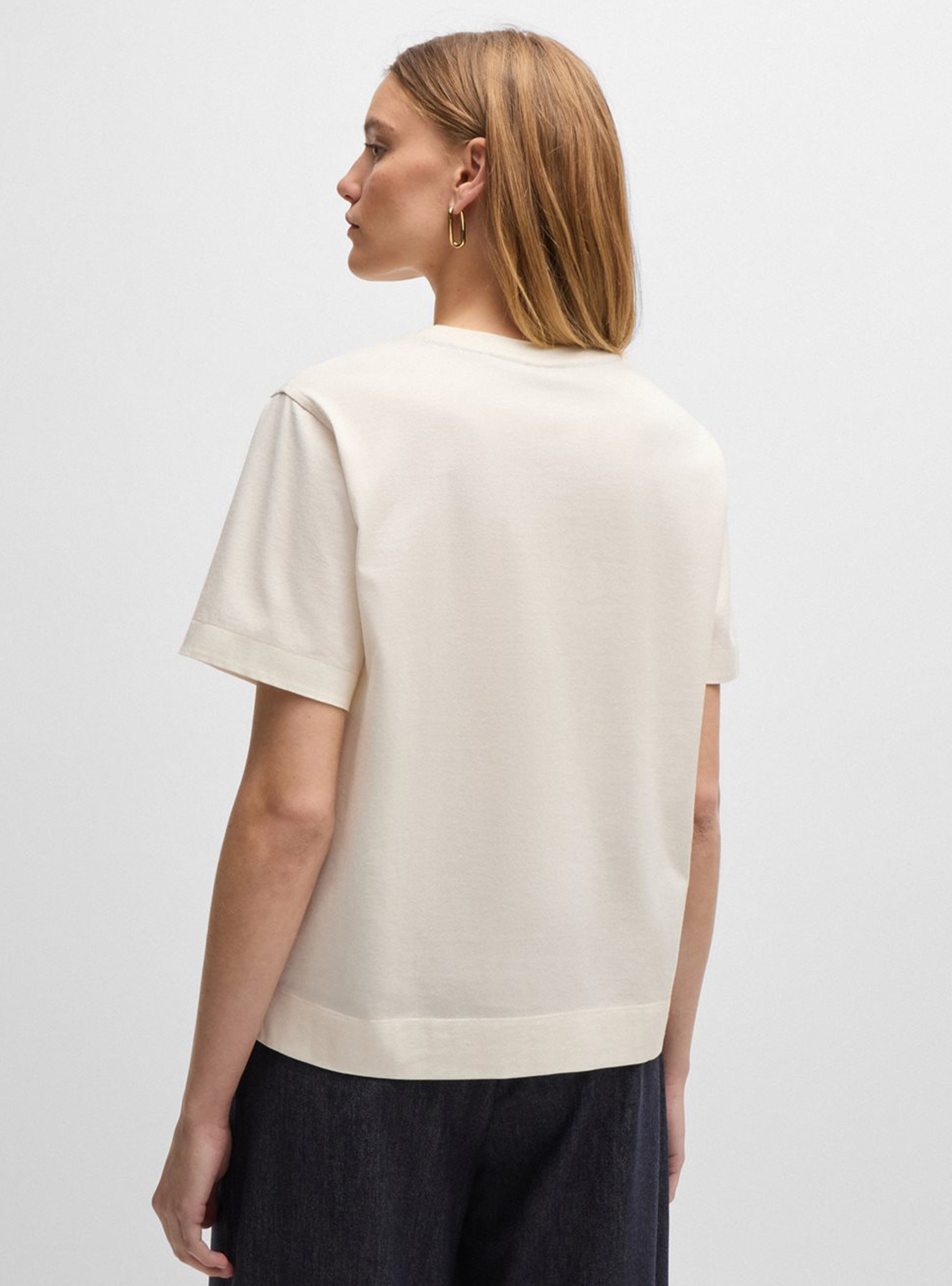 BOSS Regular Fit T-Shirt Elpha_pocket - Ecru