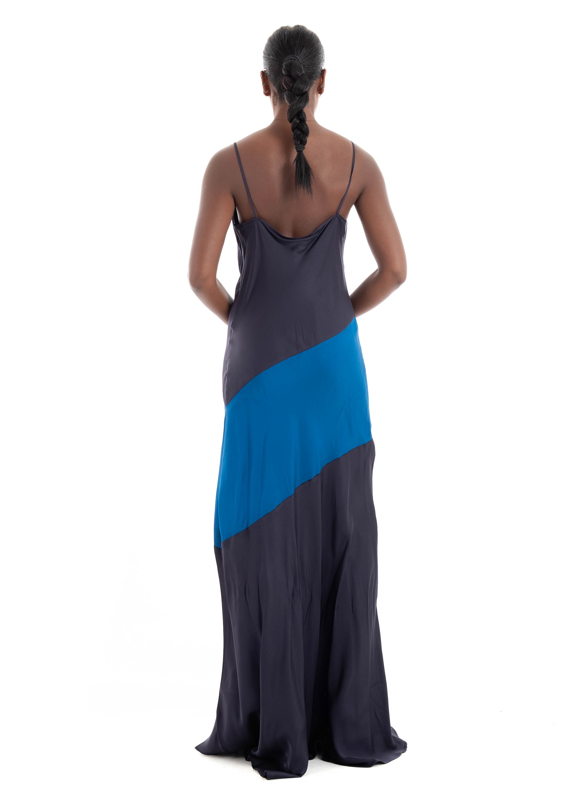 Ioanna Kourbela 'Other Worldy' Colour Block Maxi Slip Dress - Light Blue
