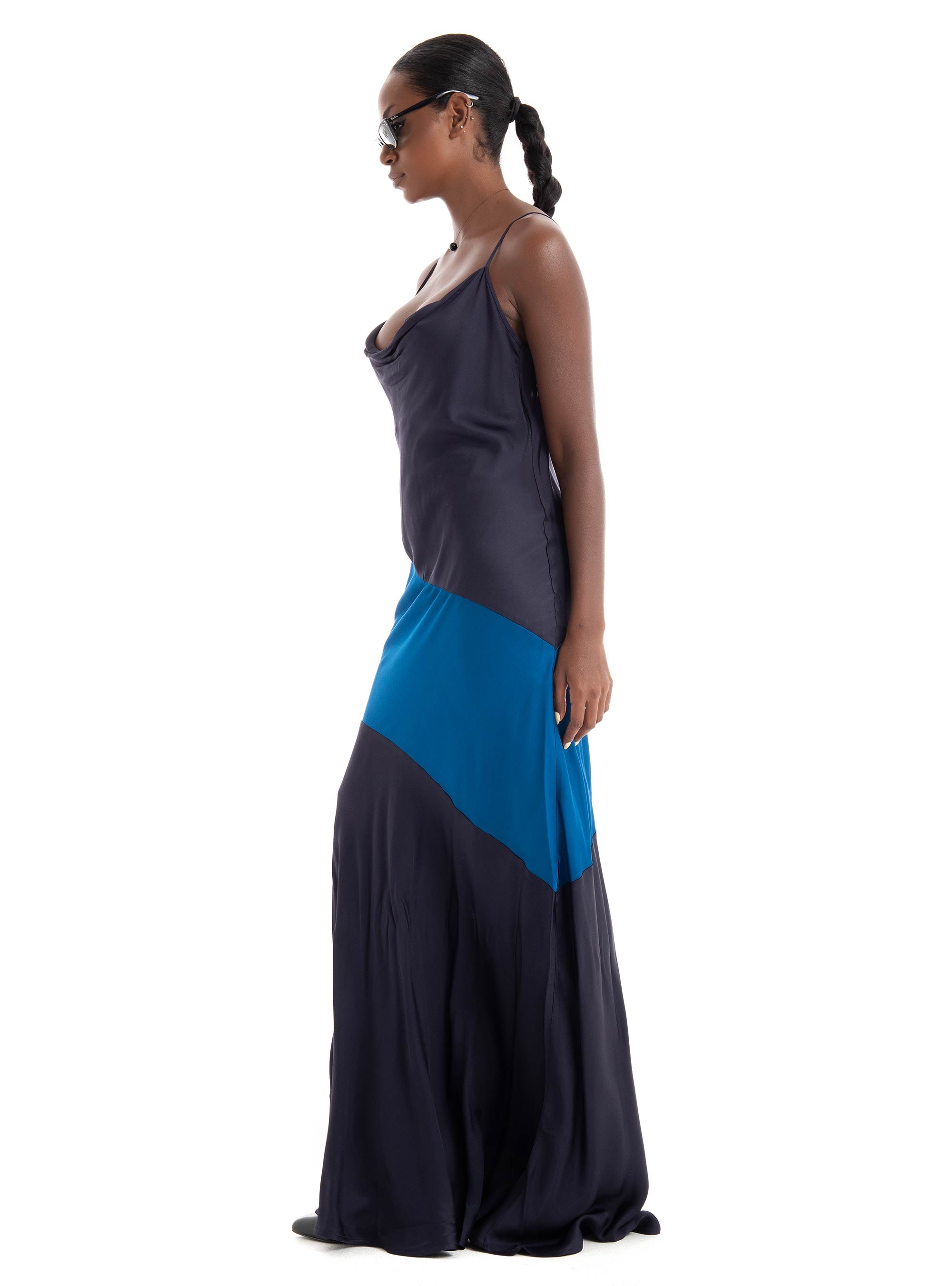 Ioanna Kourbela 'Other Worldy' Colour Block Maxi Slip Dress - Light Blue