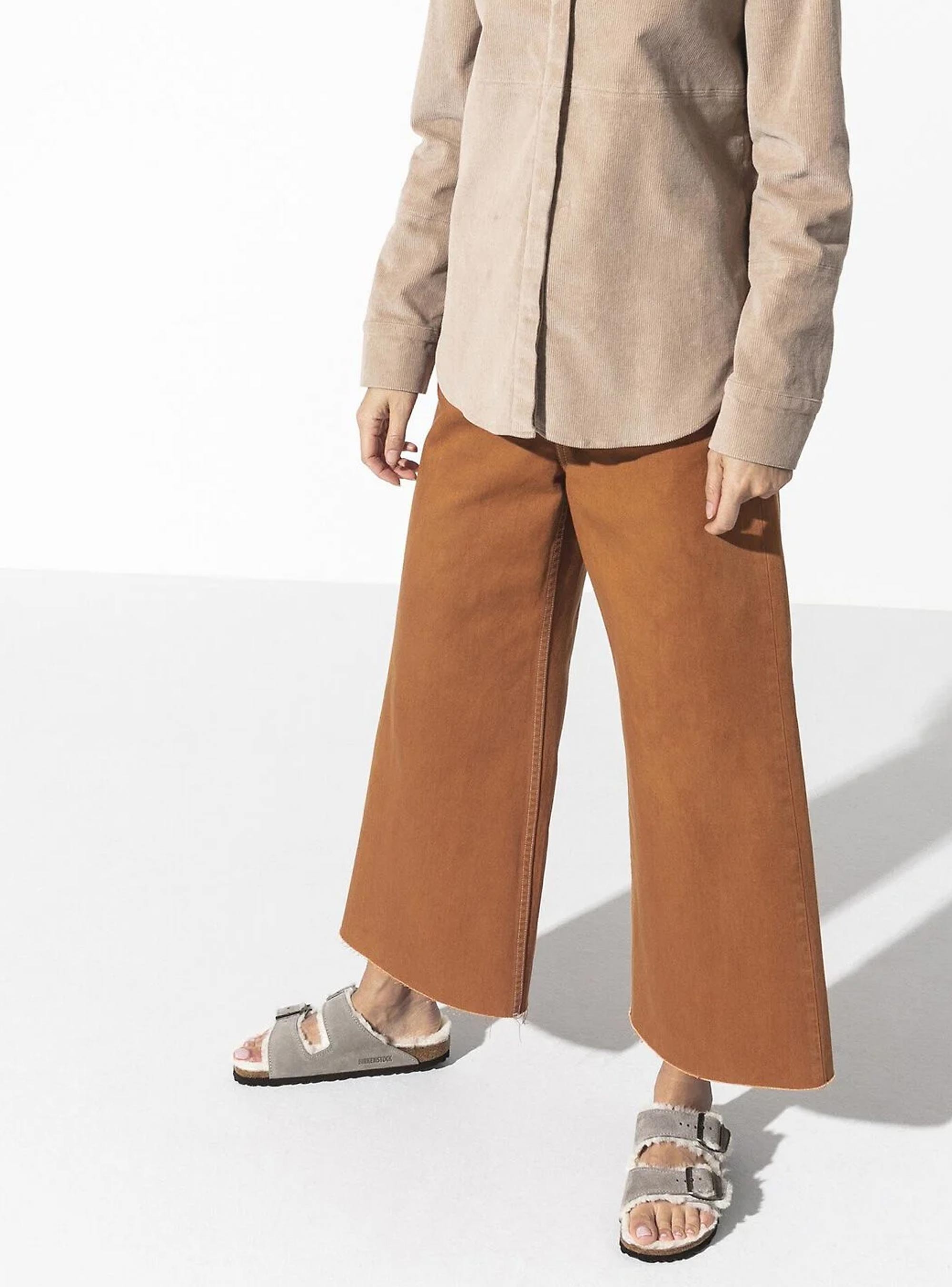 Birkenstock Arizona Shearling Suede Sandals - Grey