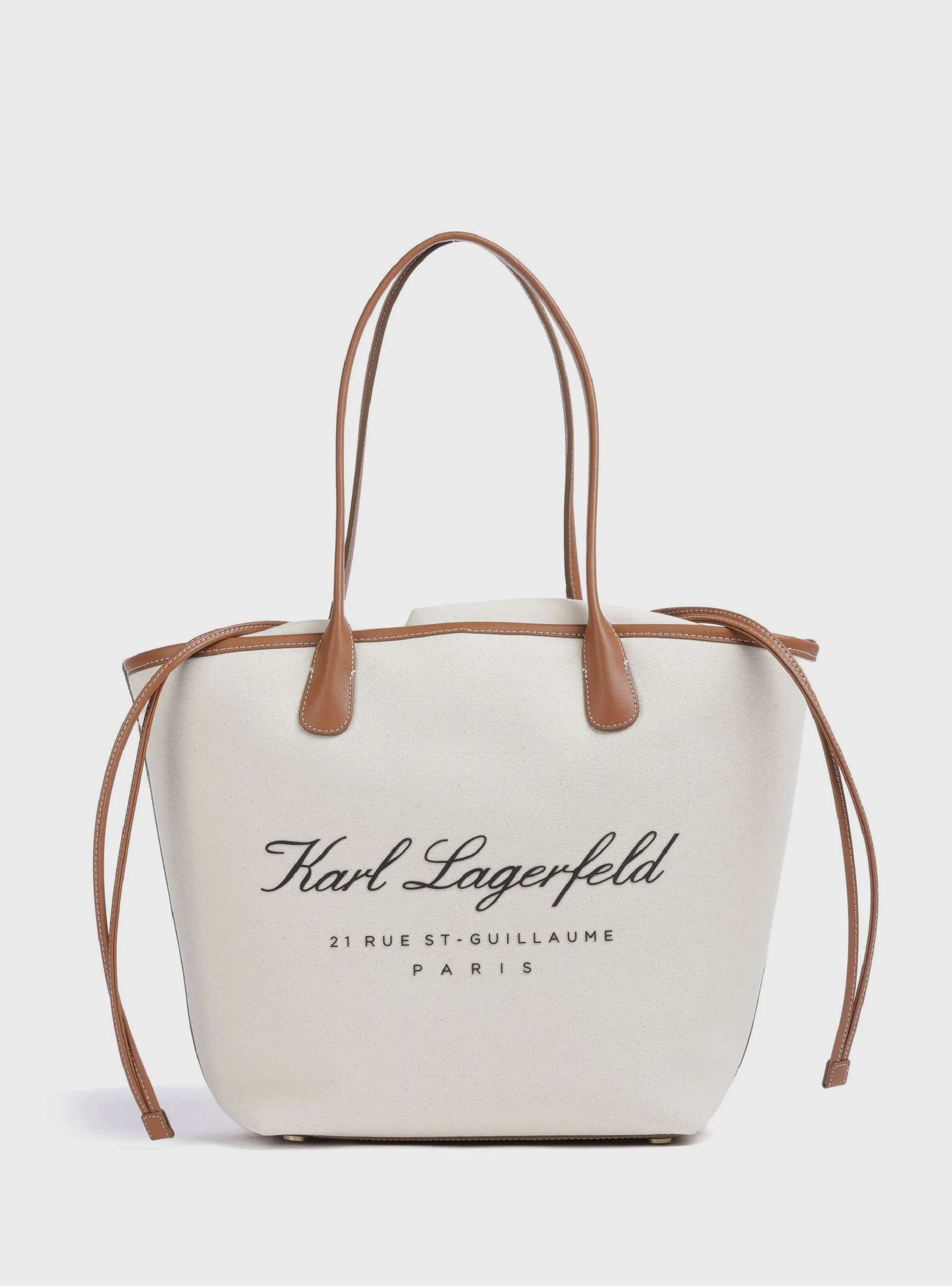 Karl Lagerfeld Hotel Karl  Medium Canvas Bag - Ecru