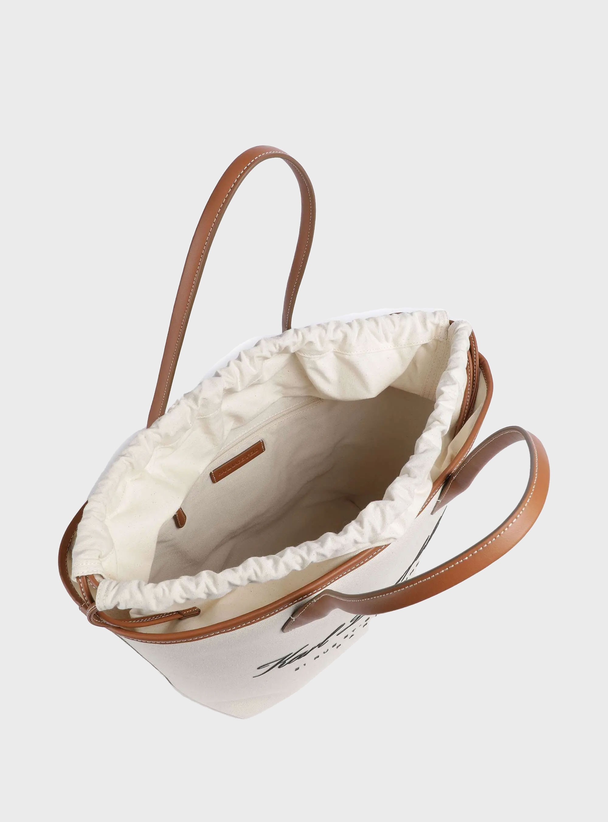 Karl Lagerfeld Hotel Karl  Medium Canvas Bag - Ecru