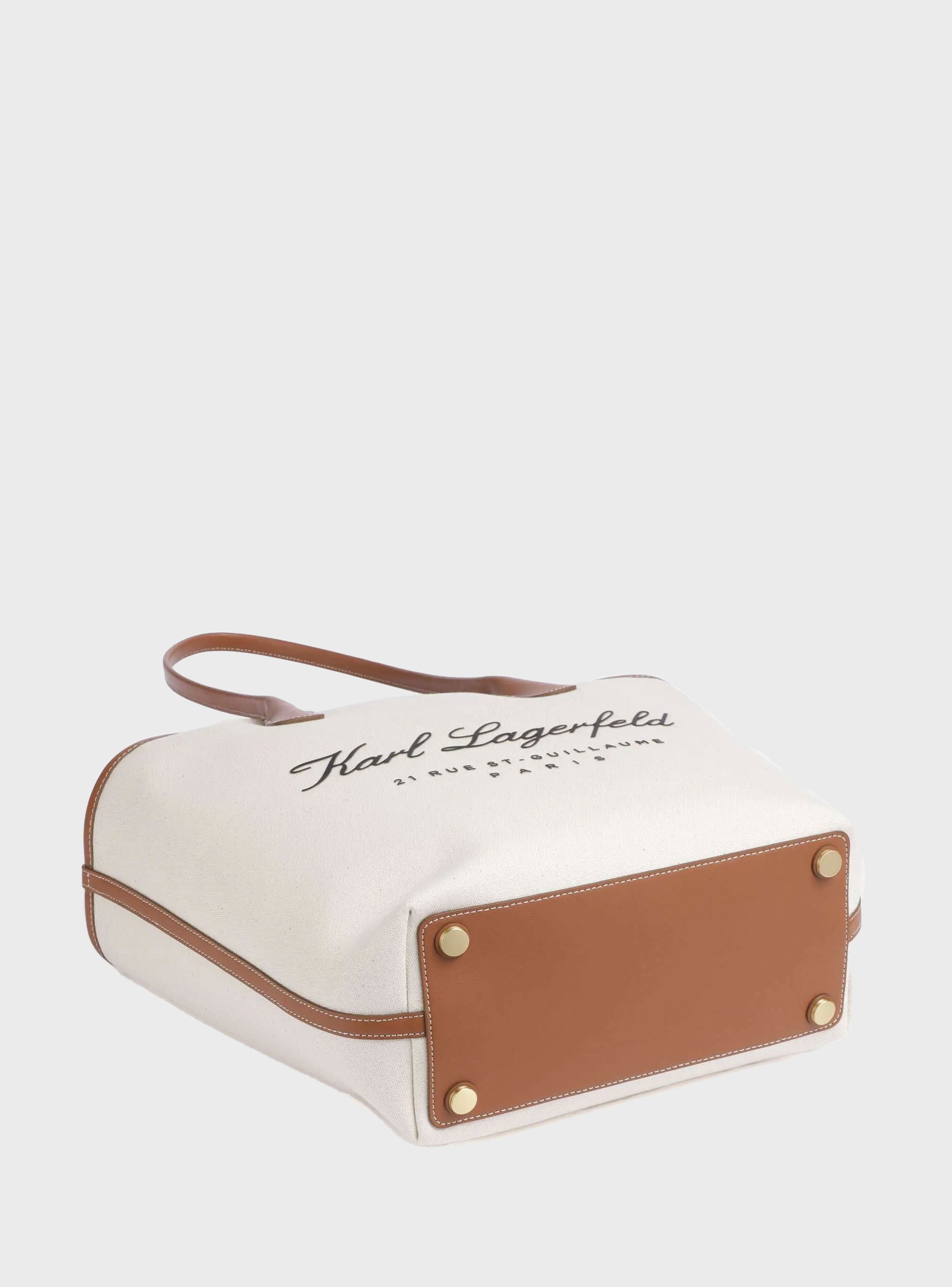 Karl Lagerfeld Hotel Karl  Medium Canvas Bag - Ecru