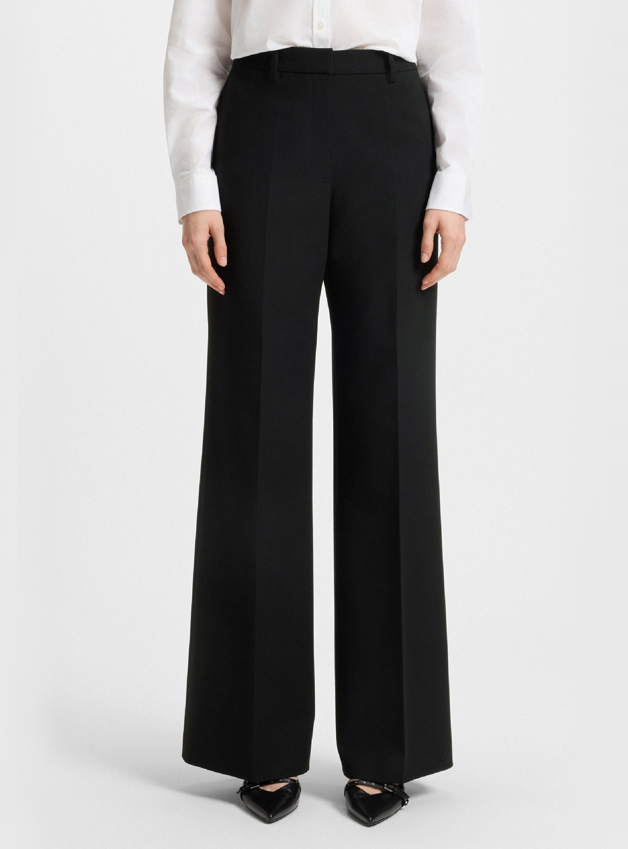 HUGO Regular-Fit Flared-Leg Trousers In Stretch Fabric  Hasmina - Black