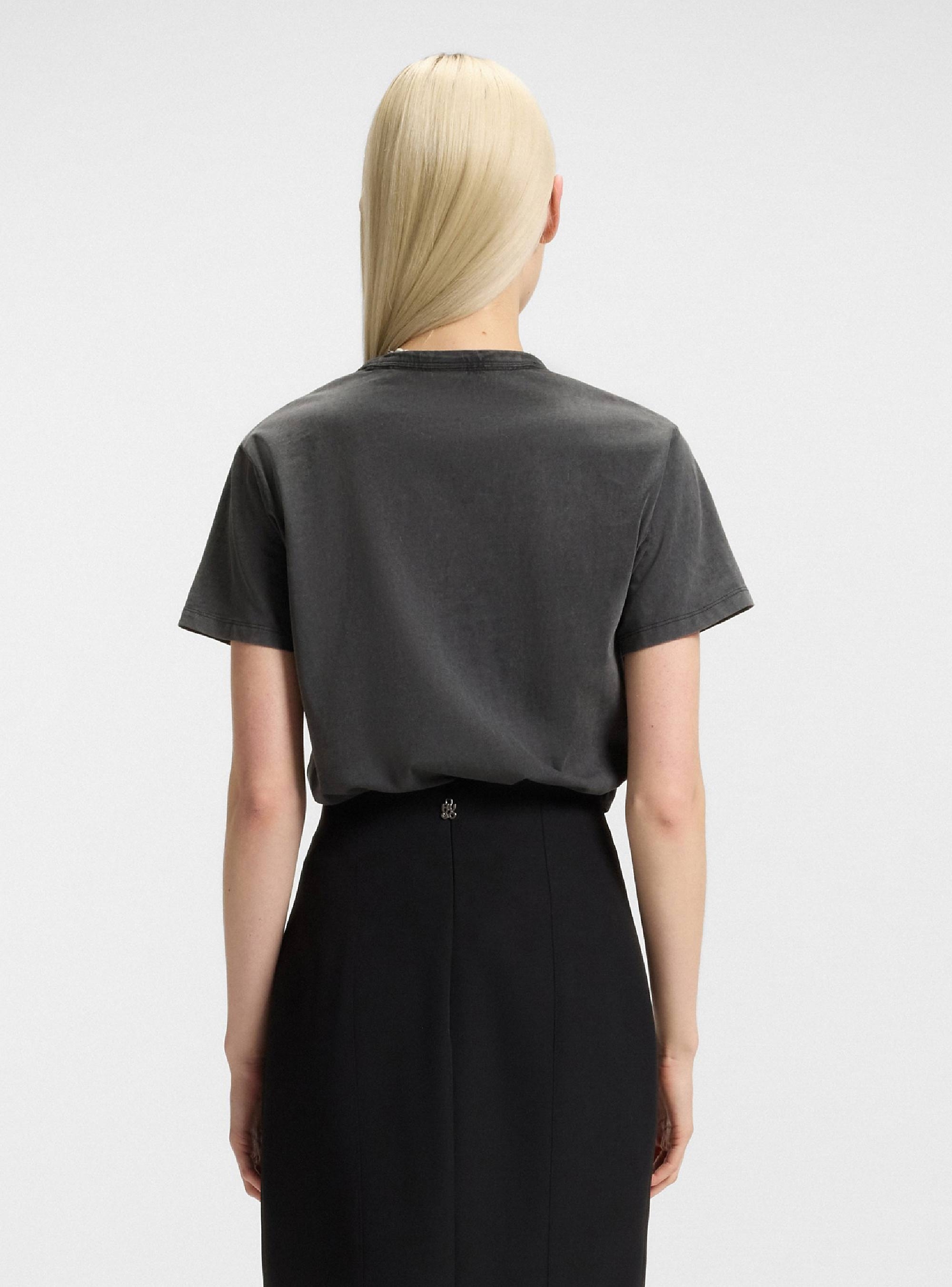 HUGO Cotton-Jersey T-Shirt With Logo Artwork Damacia_5 - Washed Black