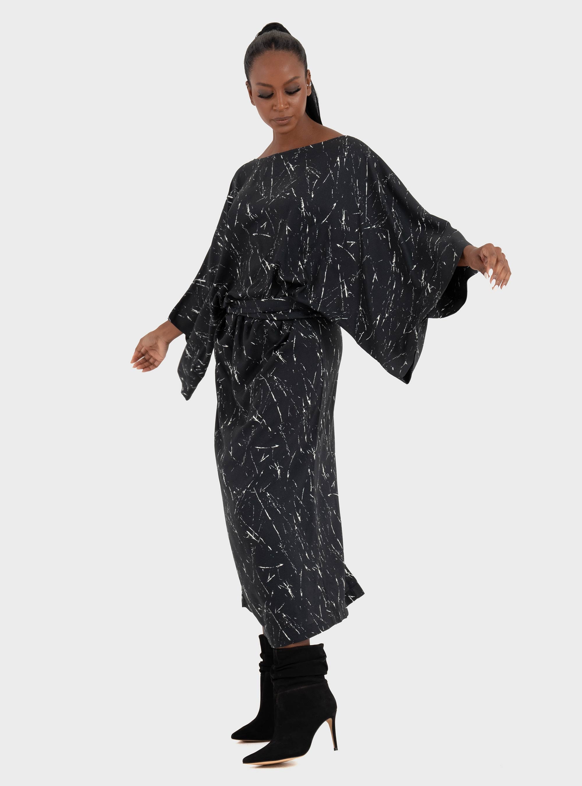 Ioanna Kourbela 'Expressivity' Long Dress With Waist Tie - Black