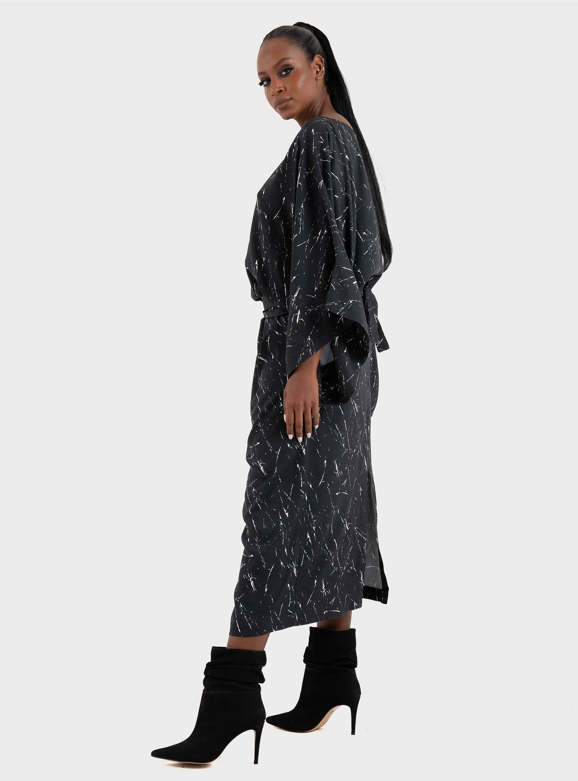 Ioanna Kourbela 'Expressivity' Long Dress With Waist Tie - Black