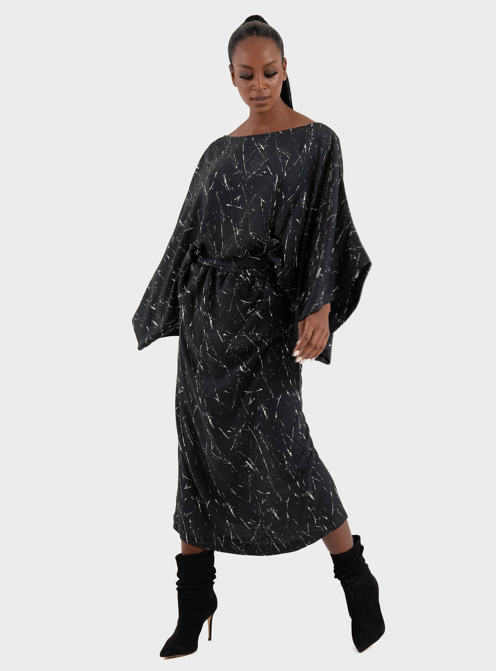 Ioanna Kourbela 'Expressivity' Long Dress With Waist Tie - Black