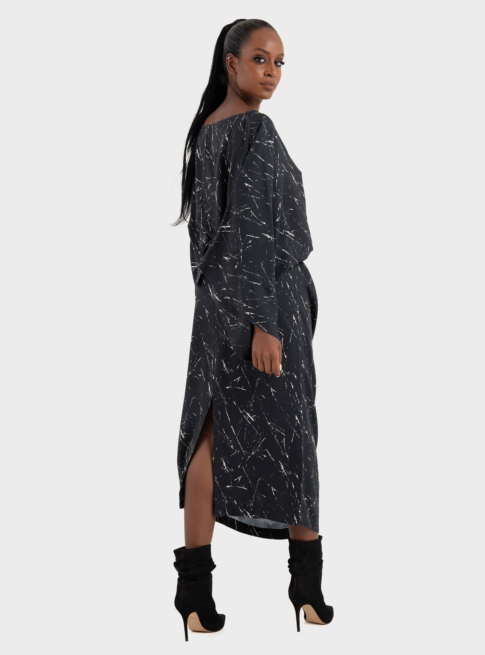 Ioanna Kourbela 'Expressivity' Long Dress With Waist Tie - Black