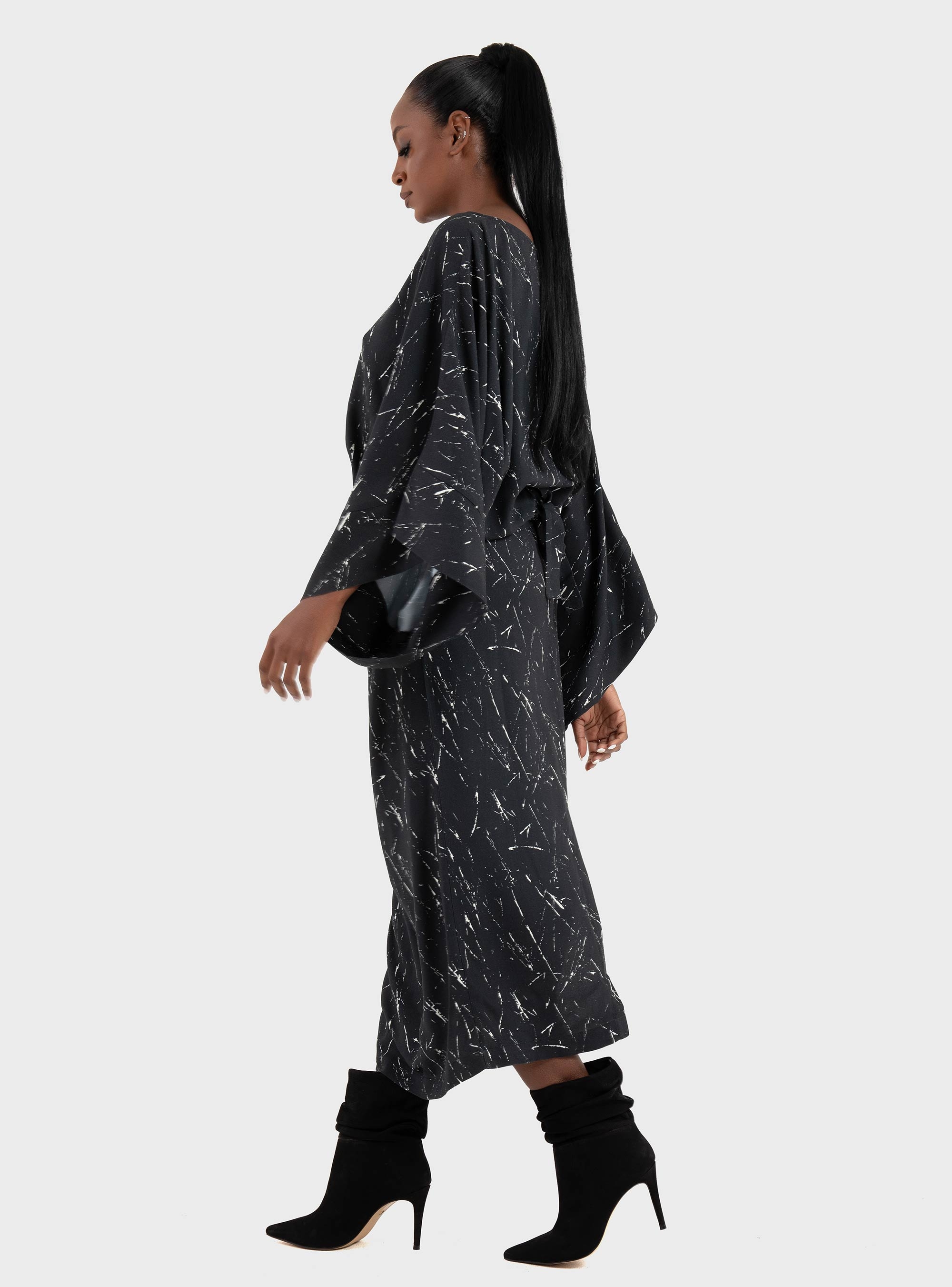 Ioanna Kourbela 'Expressivity' Long Dress With Waist Tie - Black