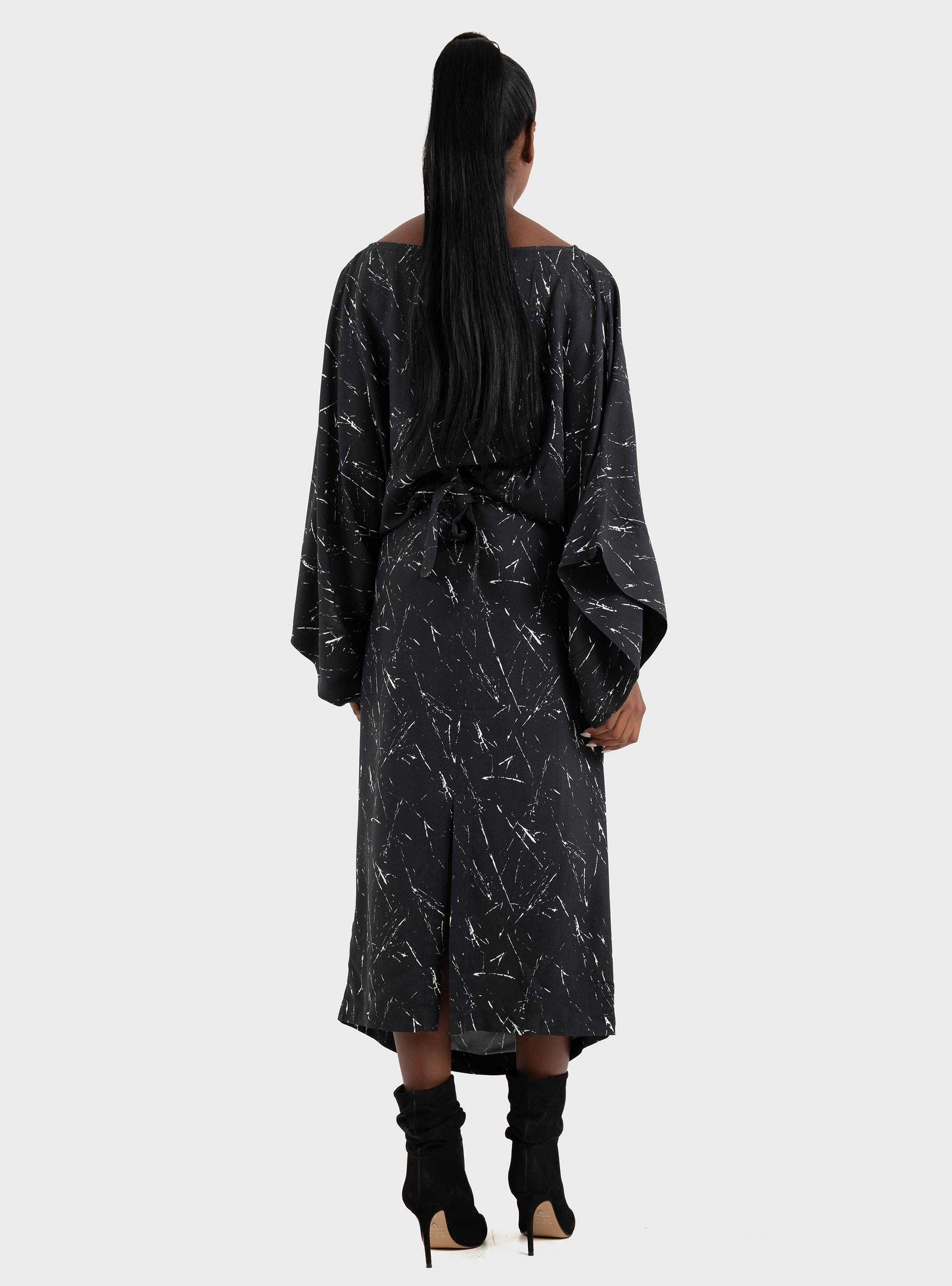 Ioanna Kourbela 'Expressivity' Long Dress With Waist Tie - Black