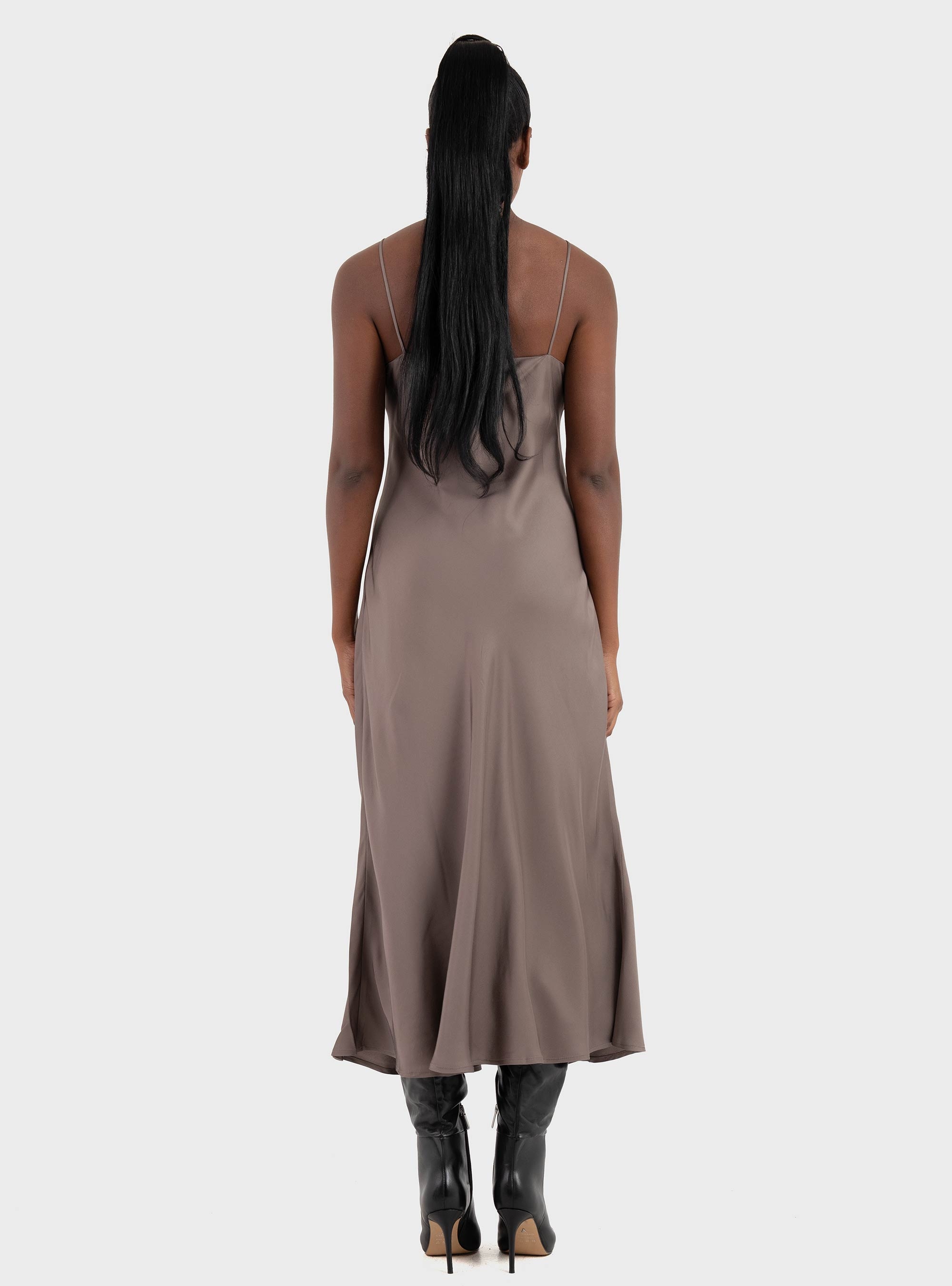 Ioanna Kourbela 'Sleekness' Midi Sleeveless Dress - Grey