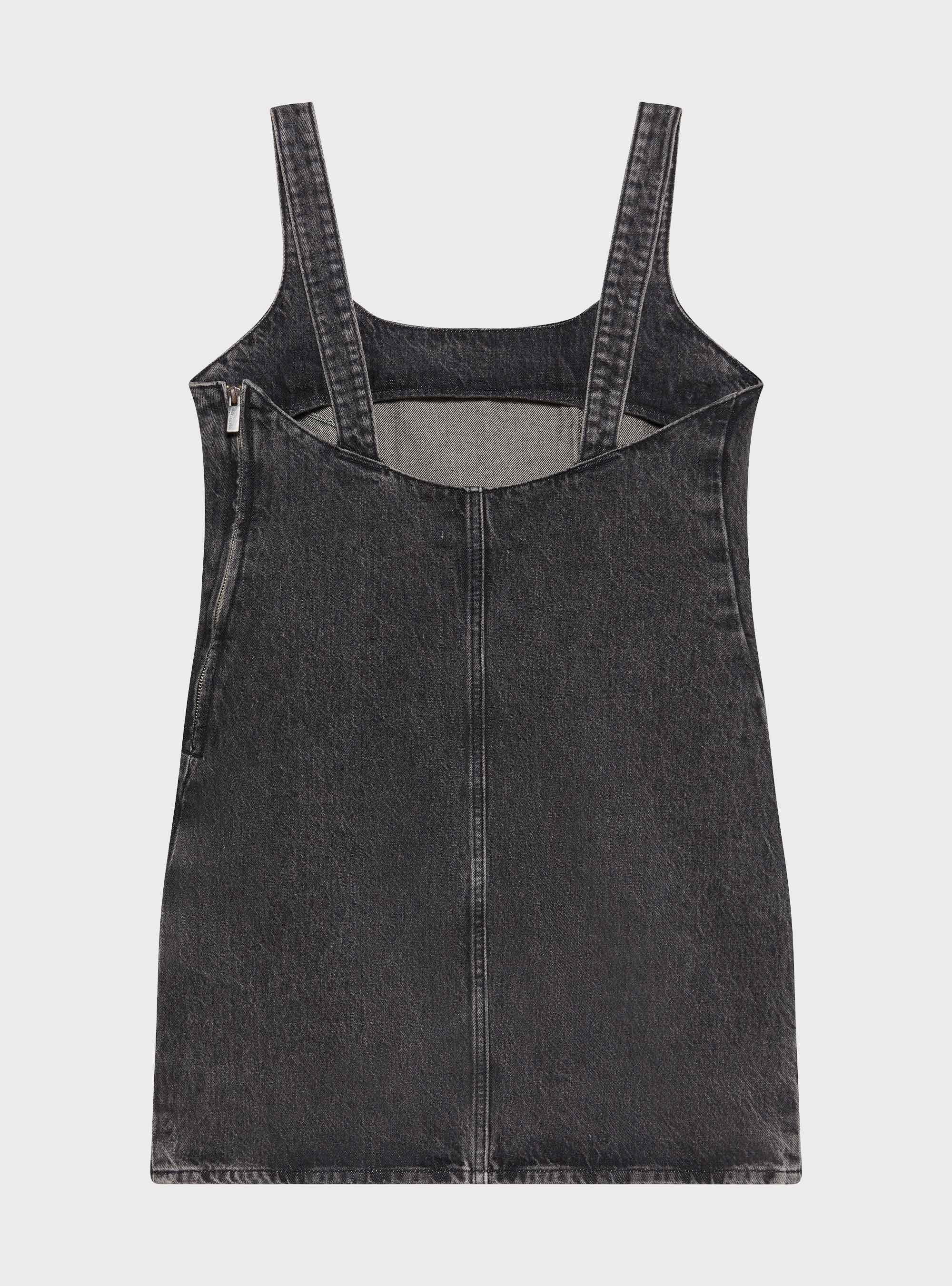 Calvin Klein Scoop Neck Denim Mini Dress - Black Denim