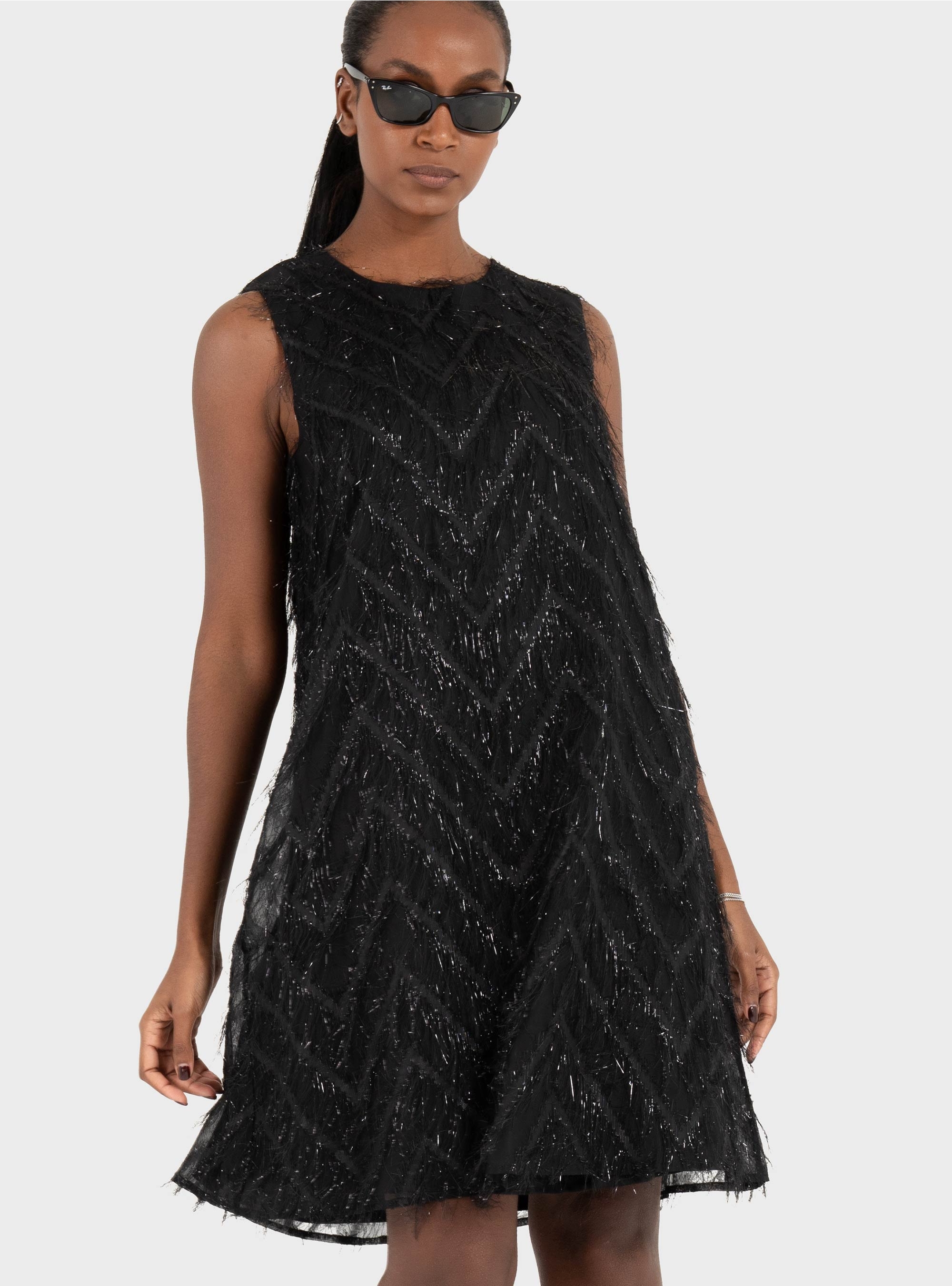 Only Faye Feather Dress - Black