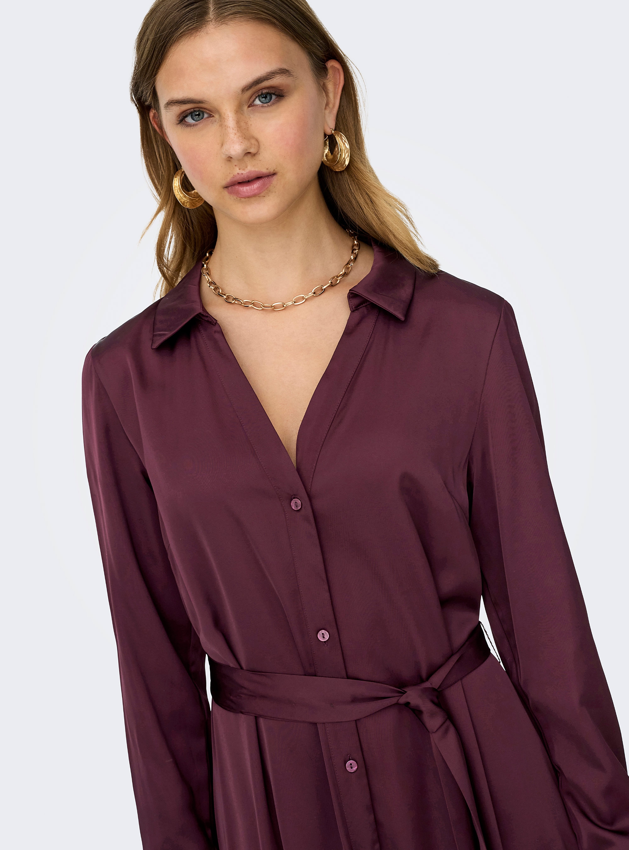 Only Mika Satin Long Dress - Bordeaux